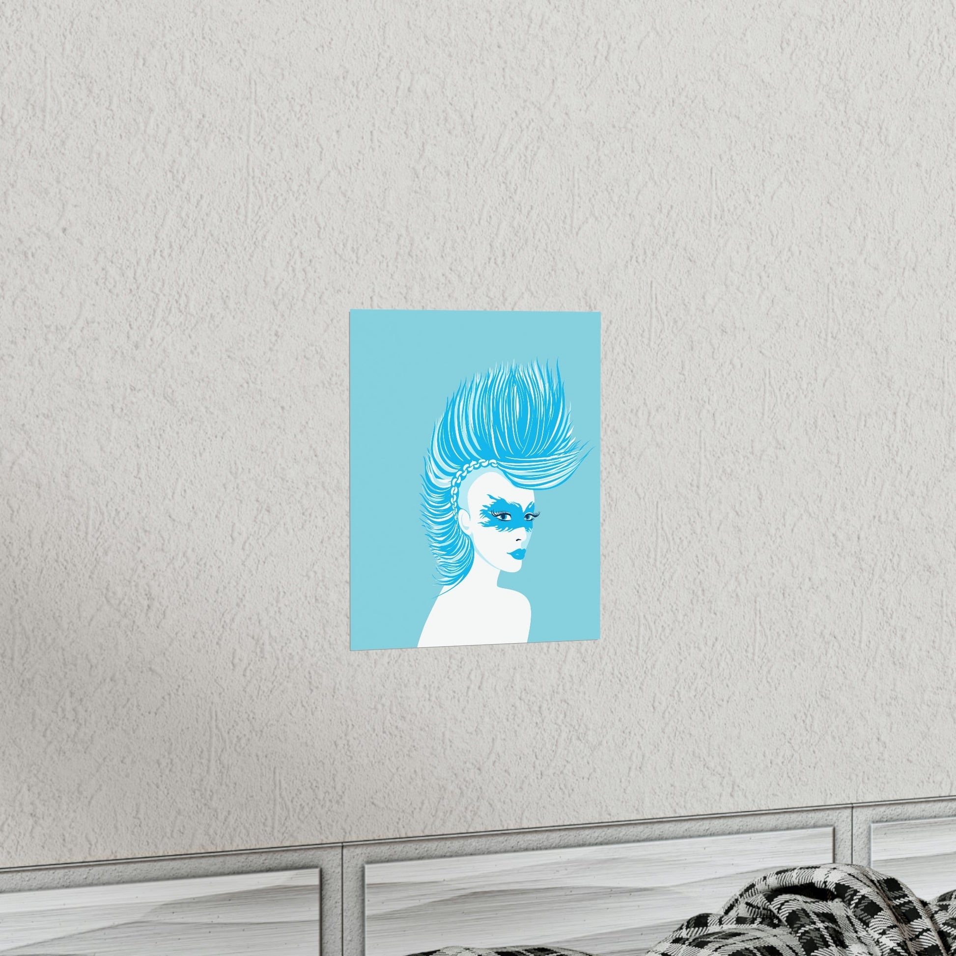 Blue Punk Woman Art Unique Edgy Graphic Premium Matte Vertical Posters Ichaku [Perfect Gifts Selection]