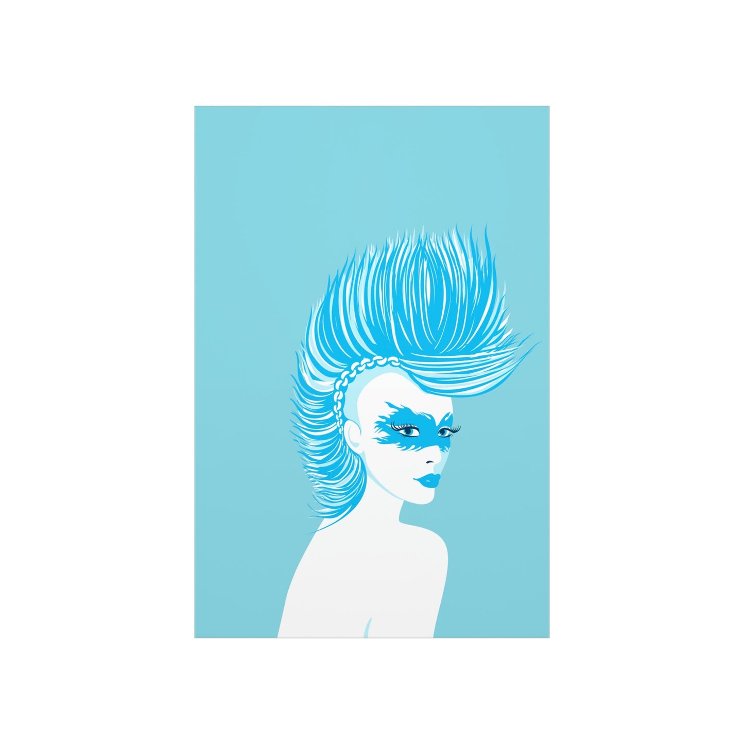 Blue Punk Woman Art Unique Edgy Graphic Premium Matte Vertical Posters Ichaku [Perfect Gifts Selection]