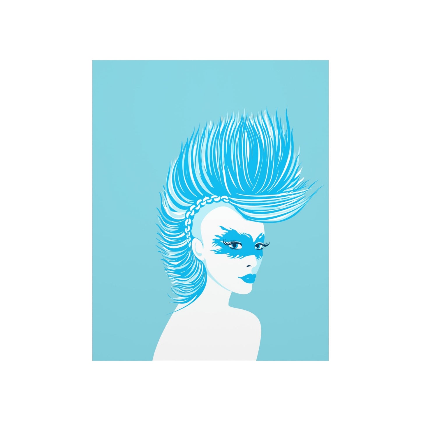 Blue Punk Woman Art Unique Edgy Graphic Premium Matte Vertical Posters Ichaku [Perfect Gifts Selection]