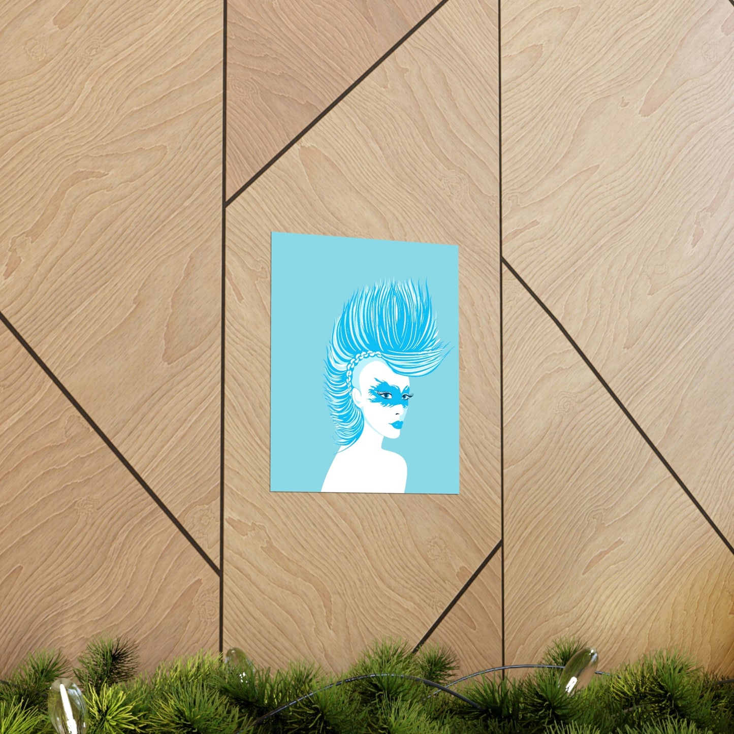 Blue Punk Woman Art Unique Edgy Graphic Premium Matte Vertical Posters Ichaku [Perfect Gifts Selection]