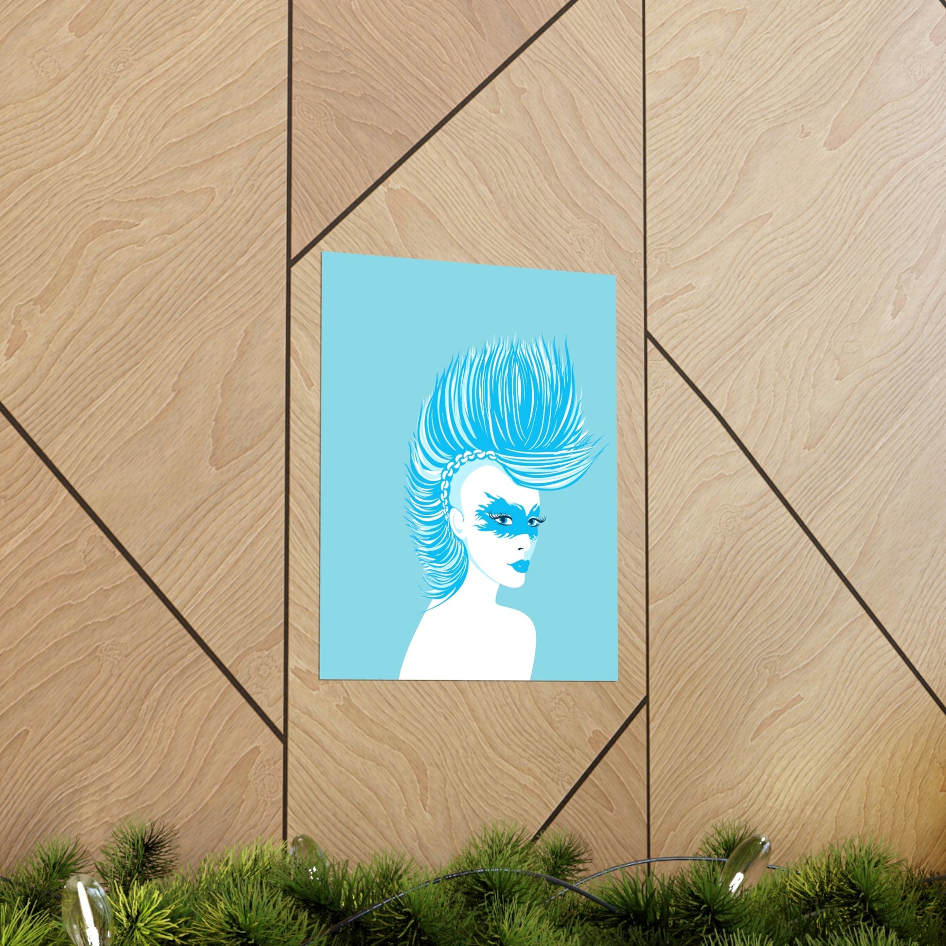 Blue Punk Woman Art Unique Edgy Graphic Premium Matte Vertical Posters Ichaku [Perfect Gifts Selection]