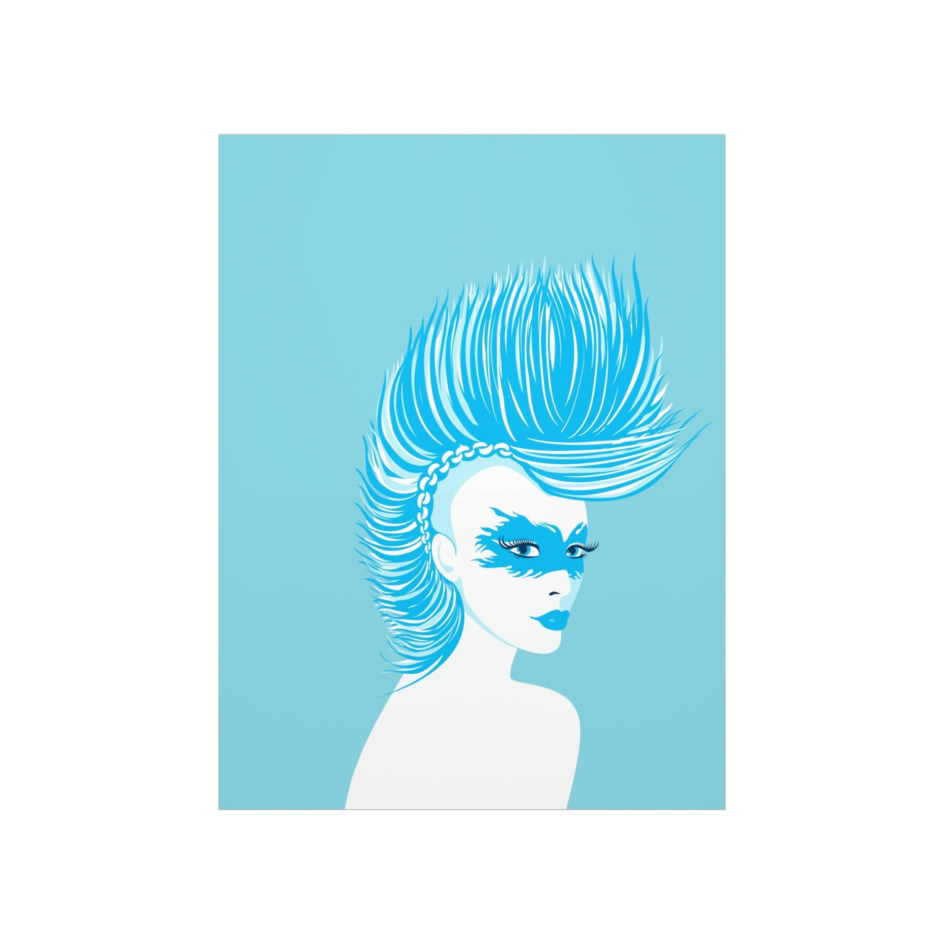 Blue Punk Woman Art Unique Edgy Graphic Premium Matte Vertical Posters Ichaku [Perfect Gifts Selection]