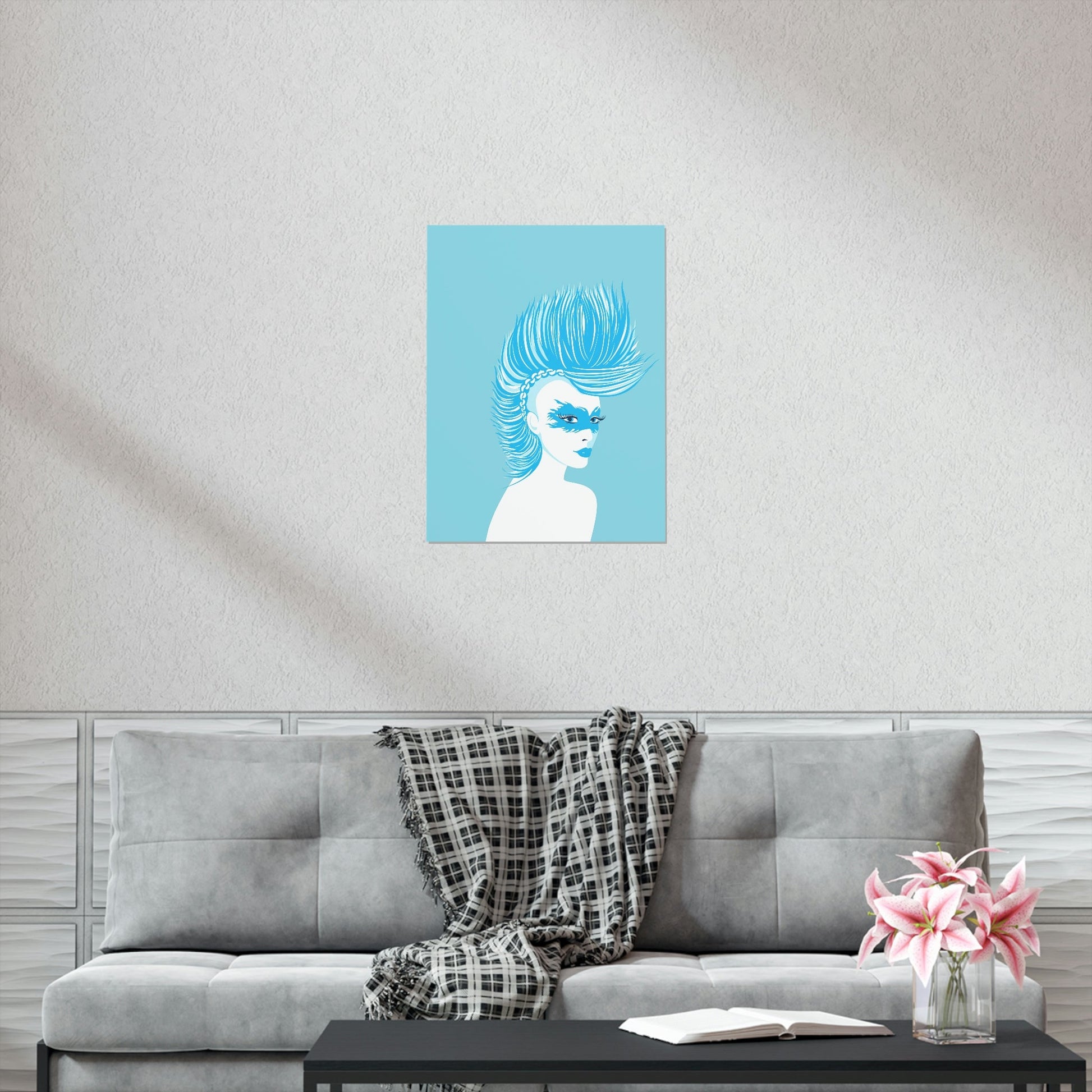 Blue Punk Woman Art Unique Edgy Graphic Premium Matte Vertical Posters Ichaku [Perfect Gifts Selection]