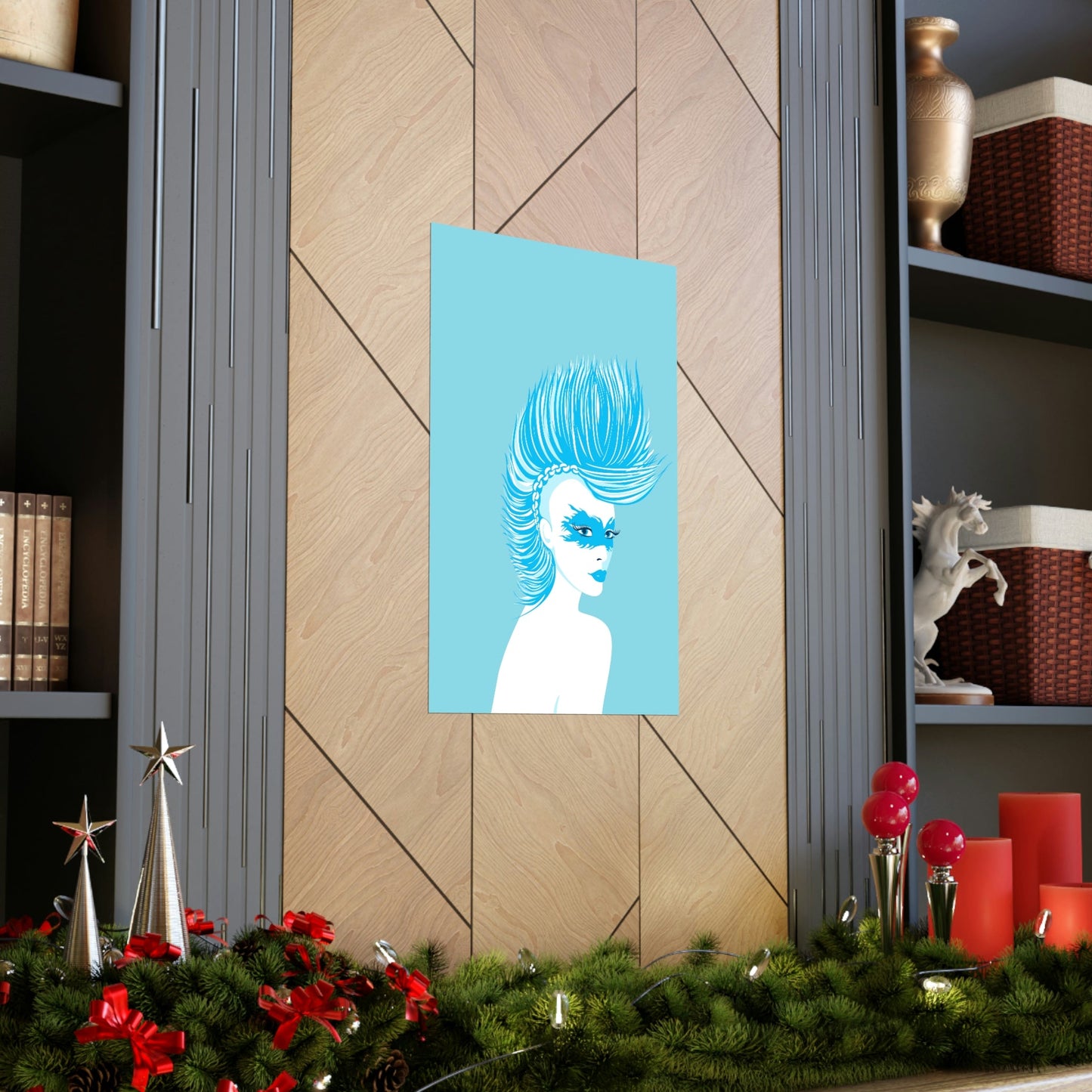 Blue Punk Woman Art Unique Edgy Graphic Premium Matte Vertical Posters Ichaku [Perfect Gifts Selection]