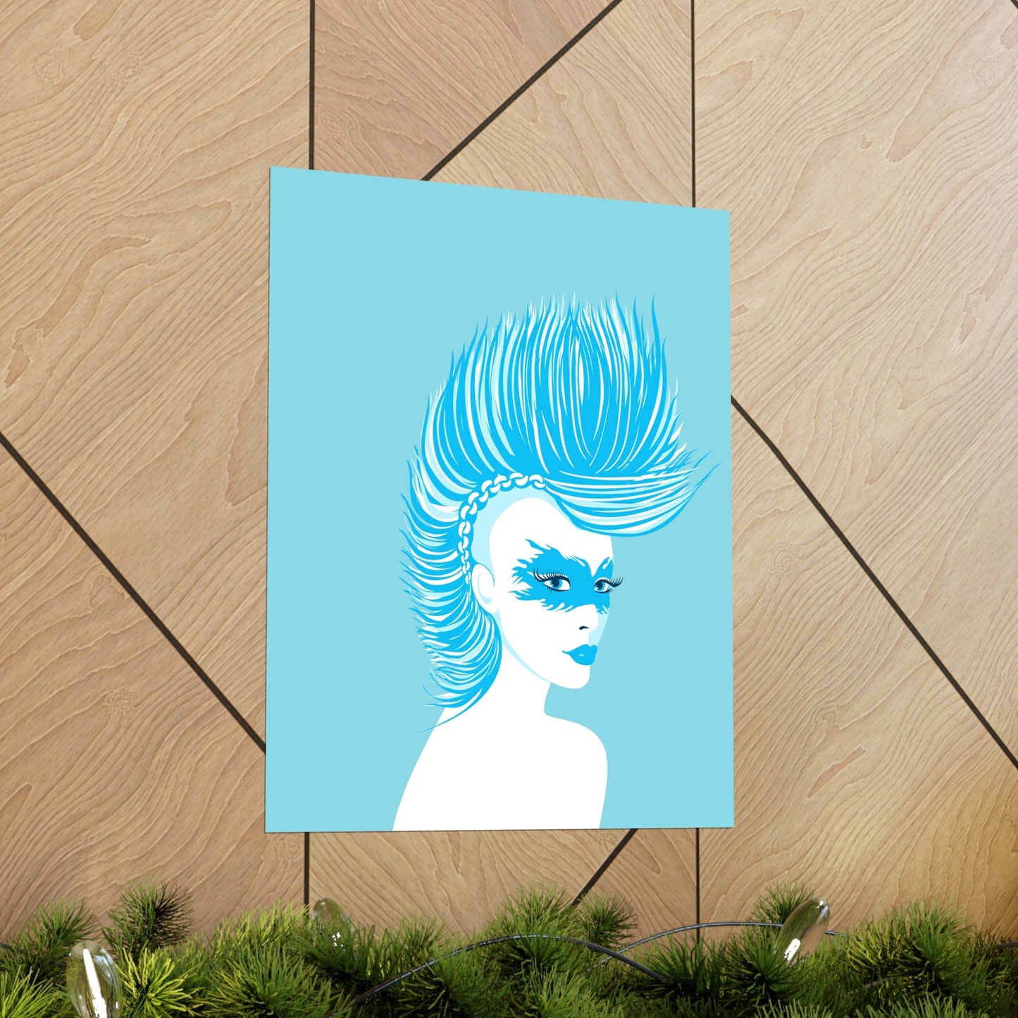 Blue Punk Woman Art Unique Edgy Graphic Premium Matte Vertical Posters Ichaku [Perfect Gifts Selection]