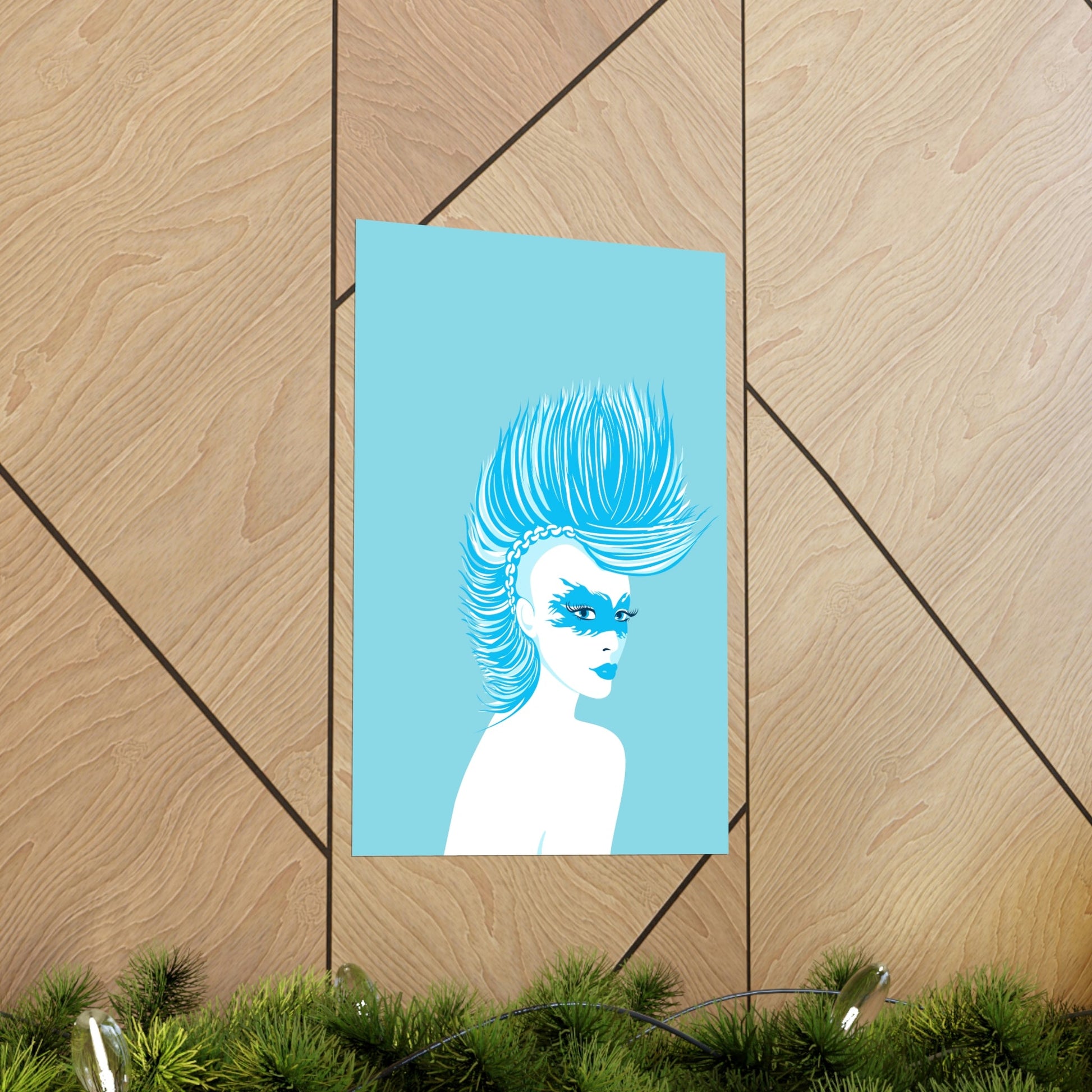 Blue Punk Woman Art Unique Edgy Graphic Premium Matte Vertical Posters Ichaku [Perfect Gifts Selection]