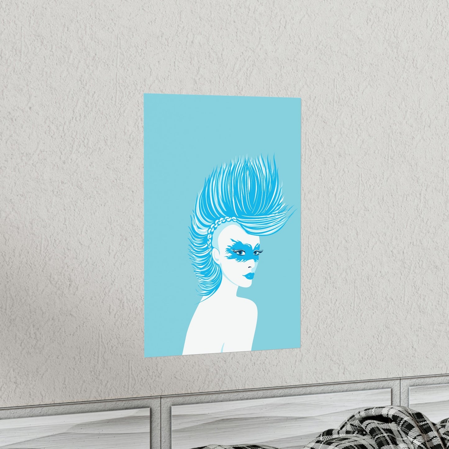 Blue Punk Woman Art Unique Edgy Graphic Premium Matte Vertical Posters Ichaku [Perfect Gifts Selection]