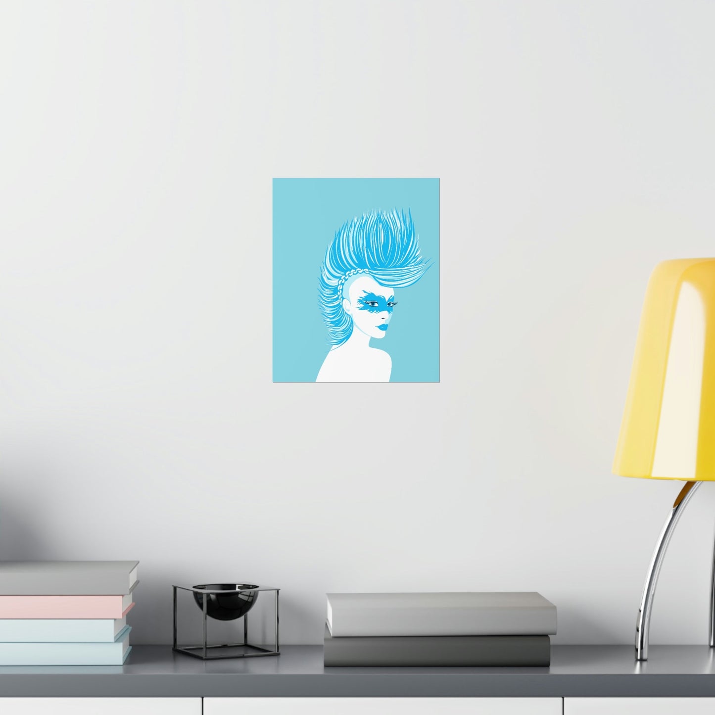 Blue Punk Woman Art Unique Edgy Graphic Premium Matte Vertical Posters Ichaku [Perfect Gifts Selection]