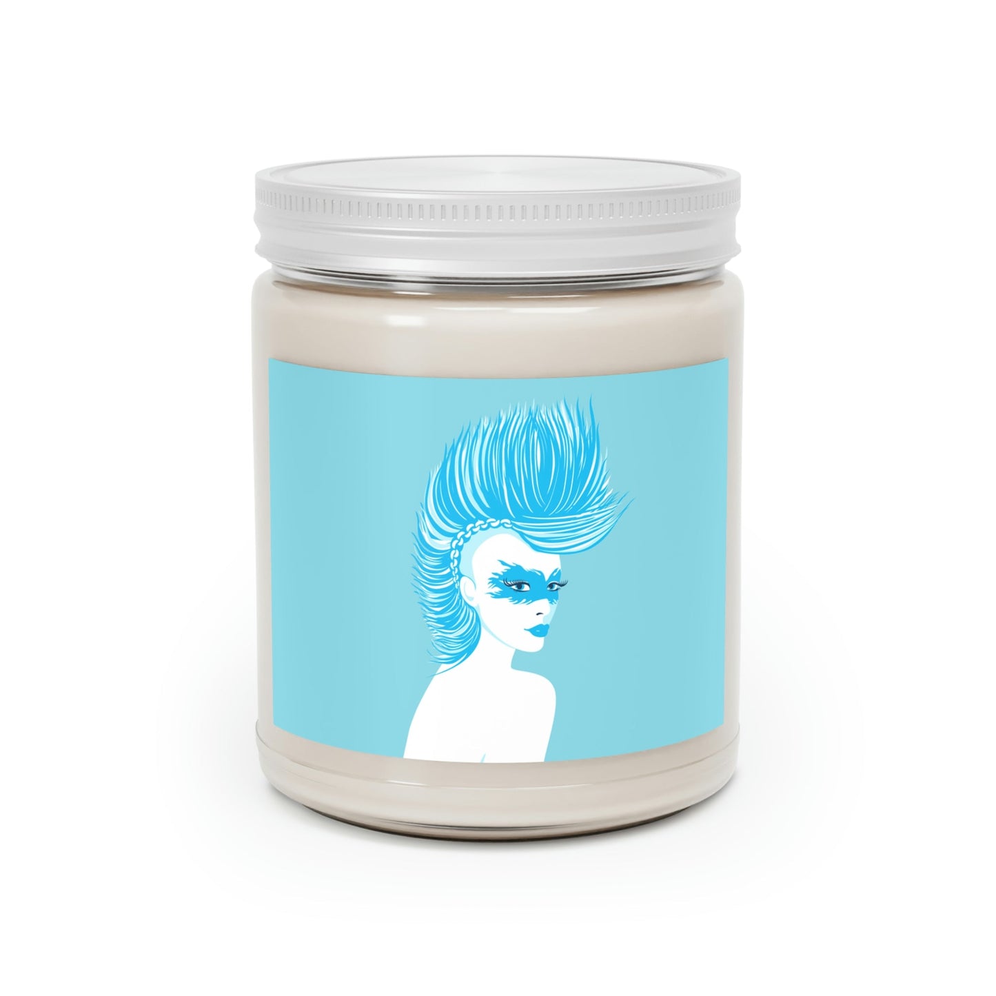 Blue Punk Woman Art Unique Edgy Graphic Scented Candle Up to 60hSoy Wax 9oz Ichaku [Perfect Gifts Selection]