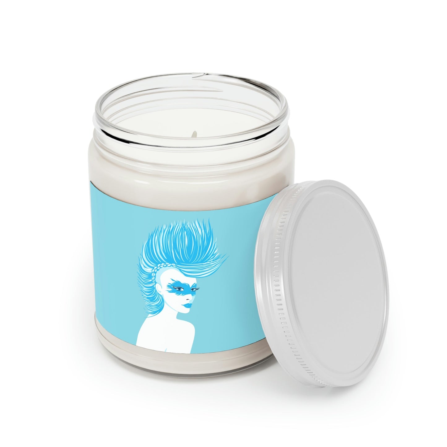 Blue Punk Woman Art Unique Edgy Graphic Scented Candle Up to 60hSoy Wax 9oz Ichaku [Perfect Gifts Selection]