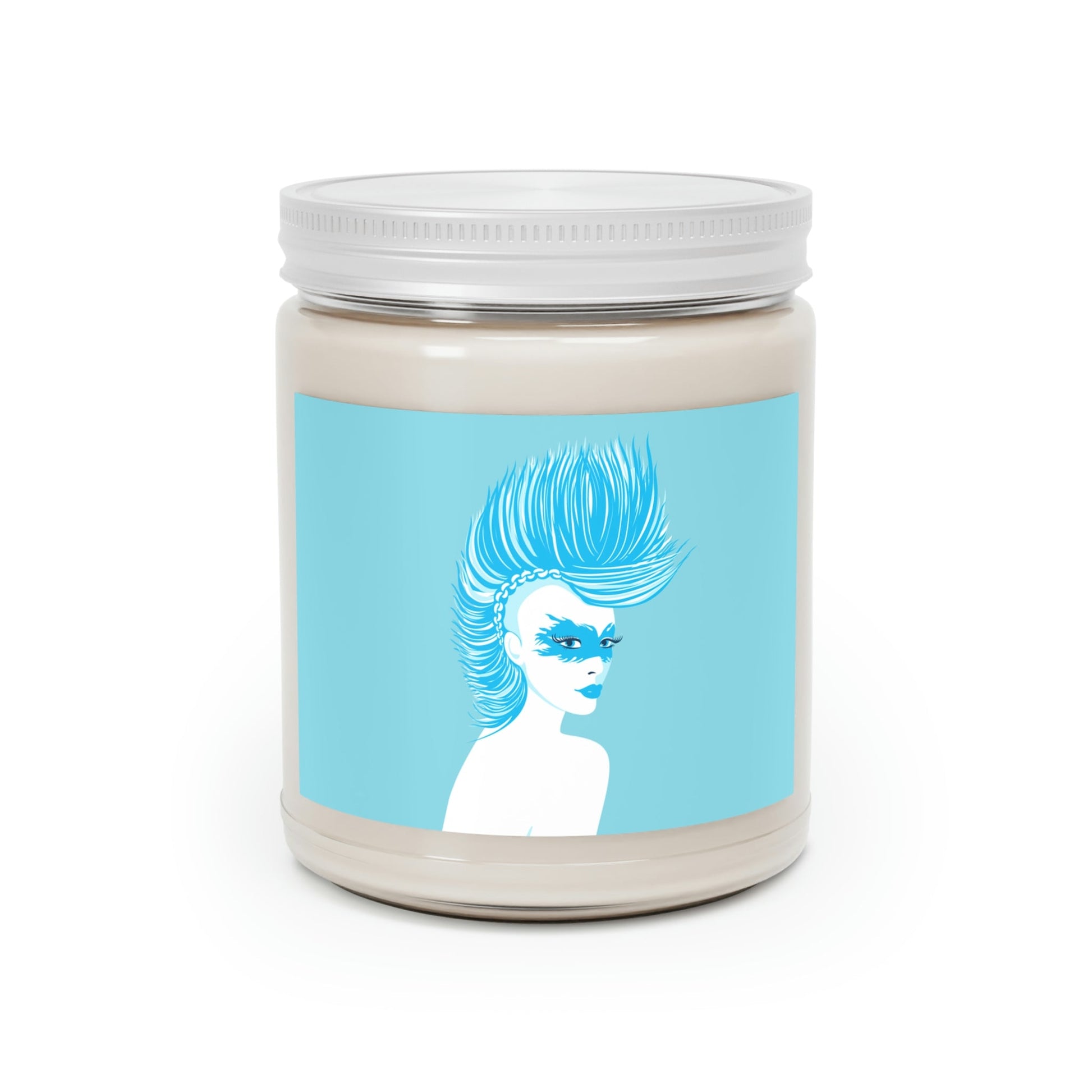 Blue Punk Woman Art Unique Edgy Graphic Scented Candle Up to 60hSoy Wax 9oz Ichaku [Perfect Gifts Selection]