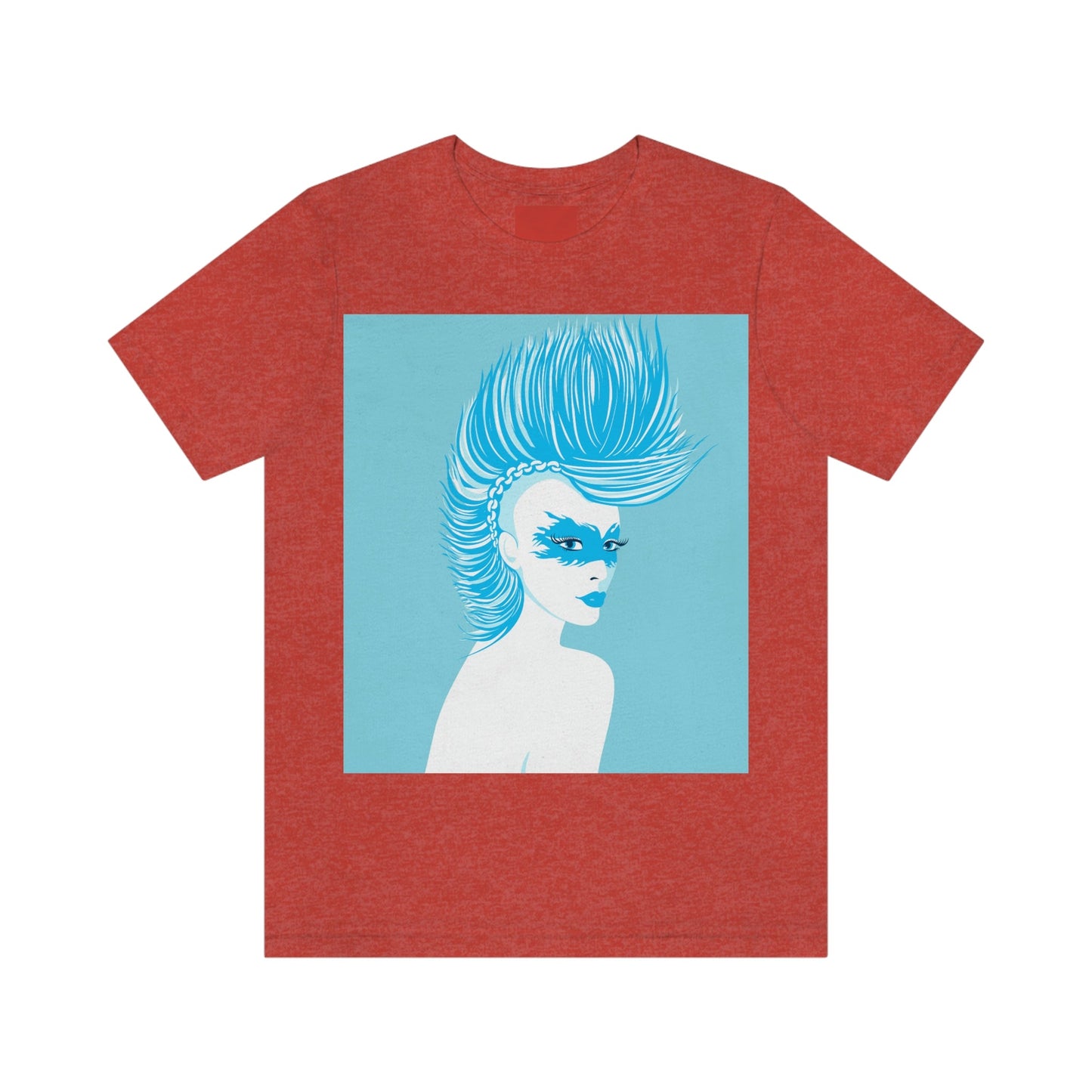 Blue Punk Woman Art Unique Edgy Graphic Unisex Jersey Short Sleeve T-Shirt Ichaku [Perfect Gifts Selection]