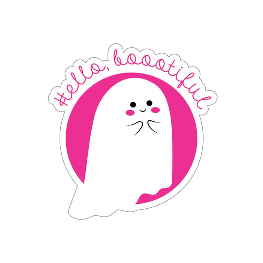 Boo Halloween White Cute Ghost Die-Cut Sticker Ichaku [Perfect Gifts Selection]