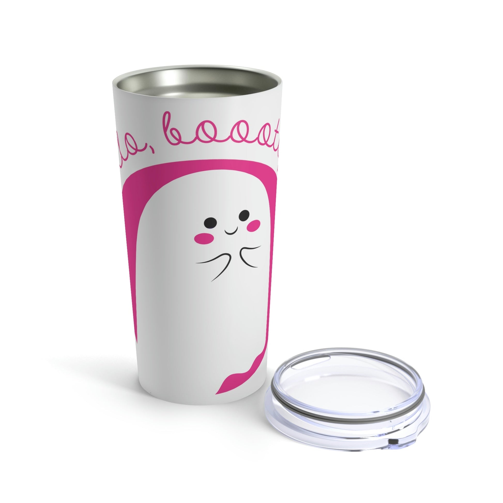 Boo Halloween White Cute Ghost Stainless Steel Hot or Cold Vacuum Tumbler 20oz Ichaku [Perfect Gifts Selection]