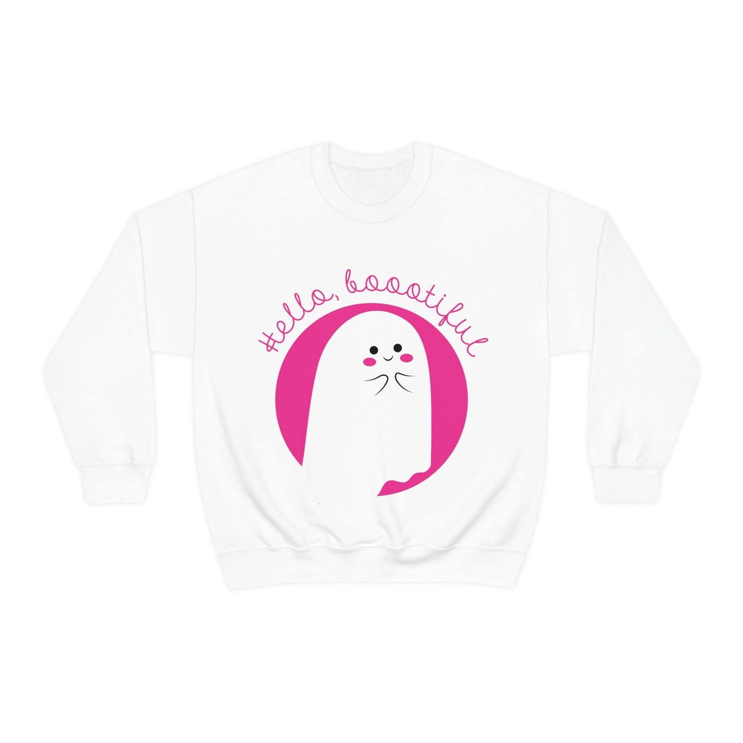 Boo Halloween White Cute Ghost Unisex Heavy Blend™ Crewneck Sweatshirt Ichaku [Perfect Gifts Selection]