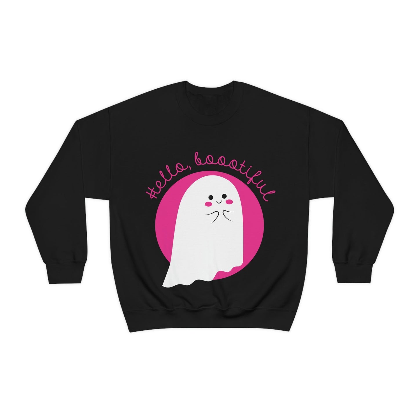 Boo Halloween White Cute Ghost Unisex Heavy Blend™ Crewneck Sweatshirt Ichaku [Perfect Gifts Selection]