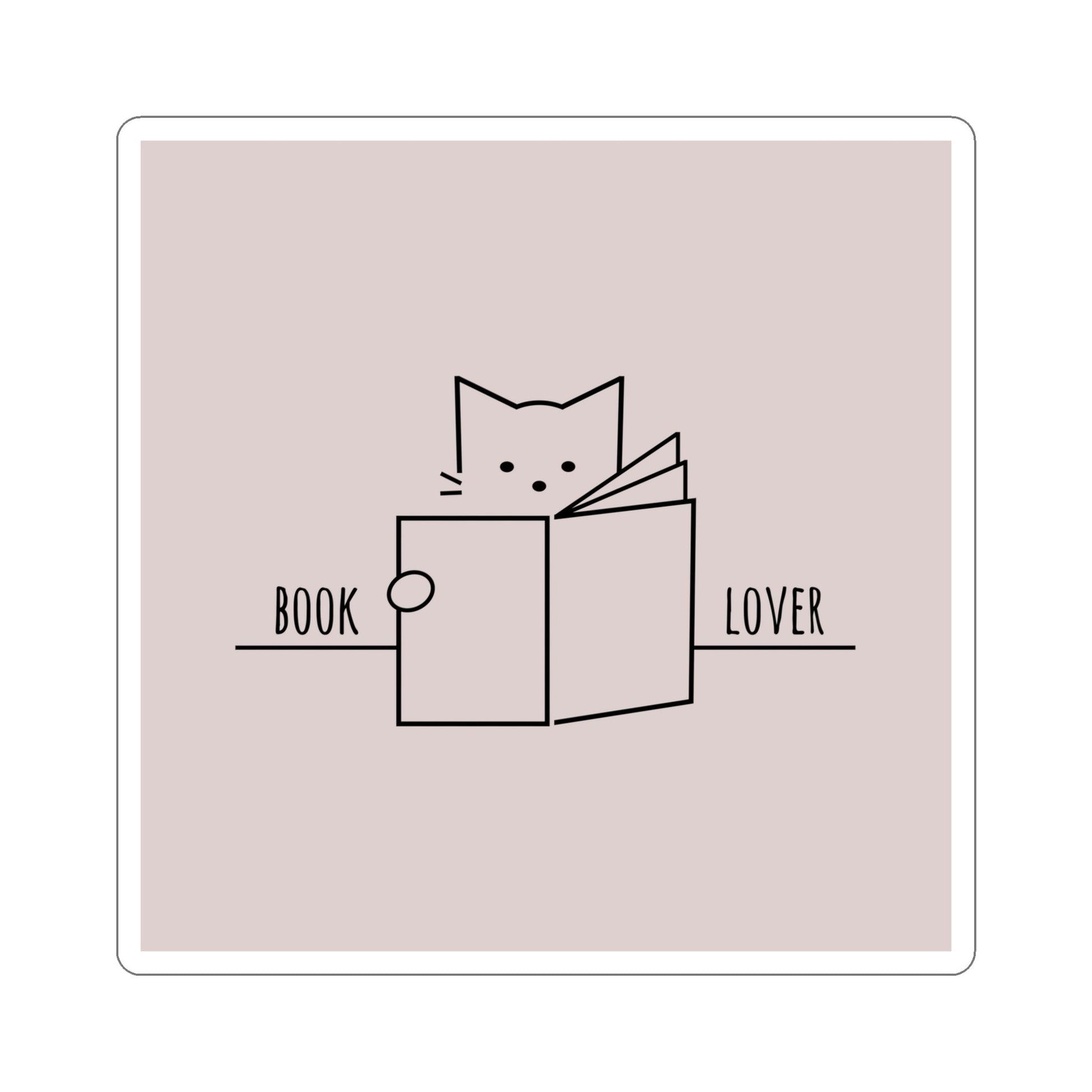 Book Lover Cute Cat Reading Club Beige Art Die-Cut Sticker Ichaku [Perfect Gifts Selection]