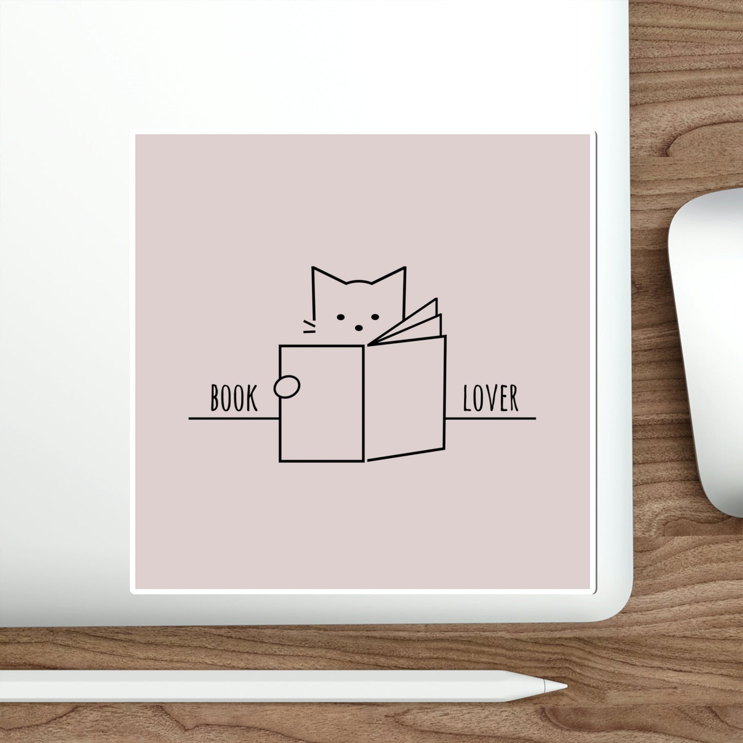 Book Lover Cute Cat Reading Club Beige Art Die-Cut Sticker Ichaku [Perfect Gifts Selection]