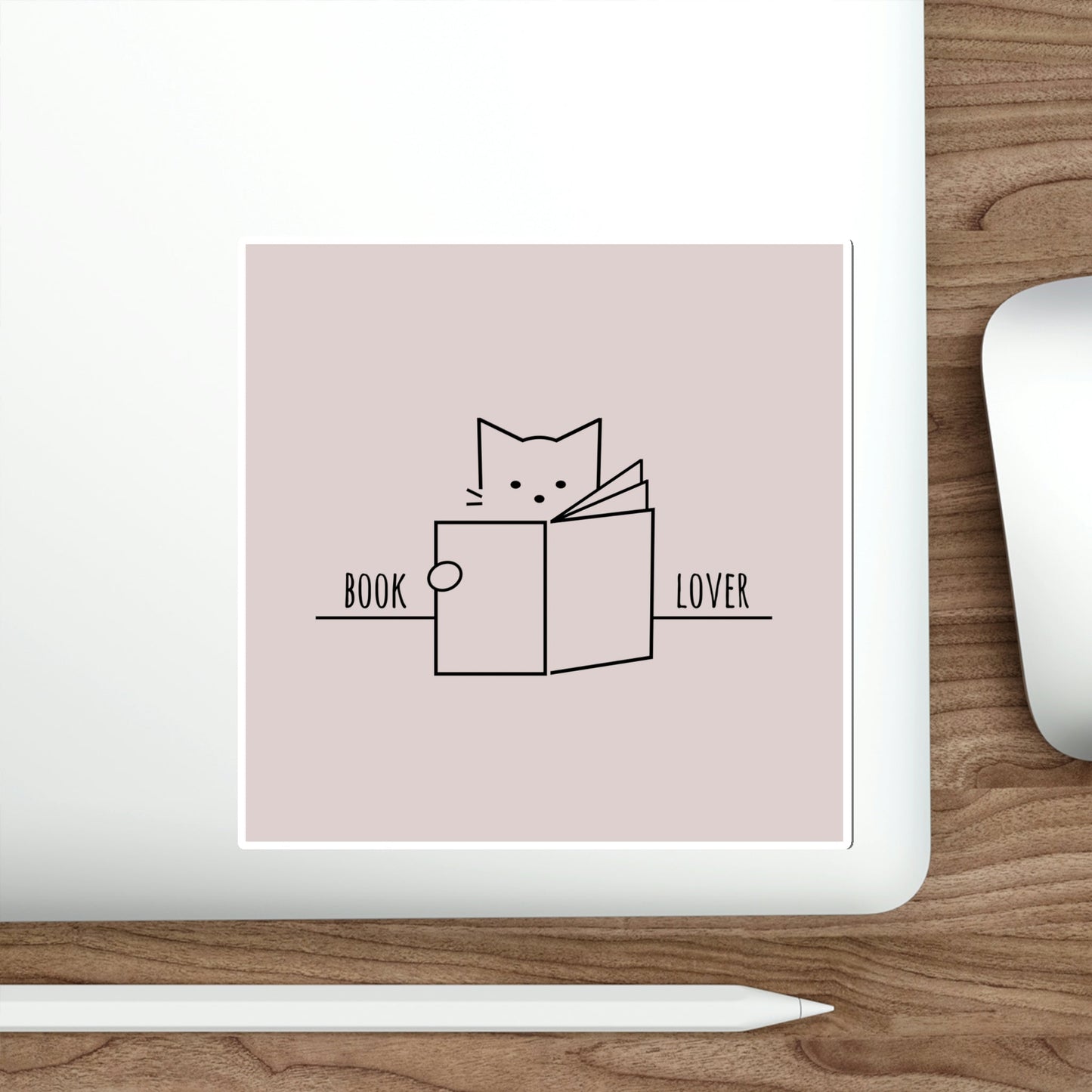 Book Lover Cute Cat Reading Club Beige Art Die-Cut Sticker Ichaku [Perfect Gifts Selection]