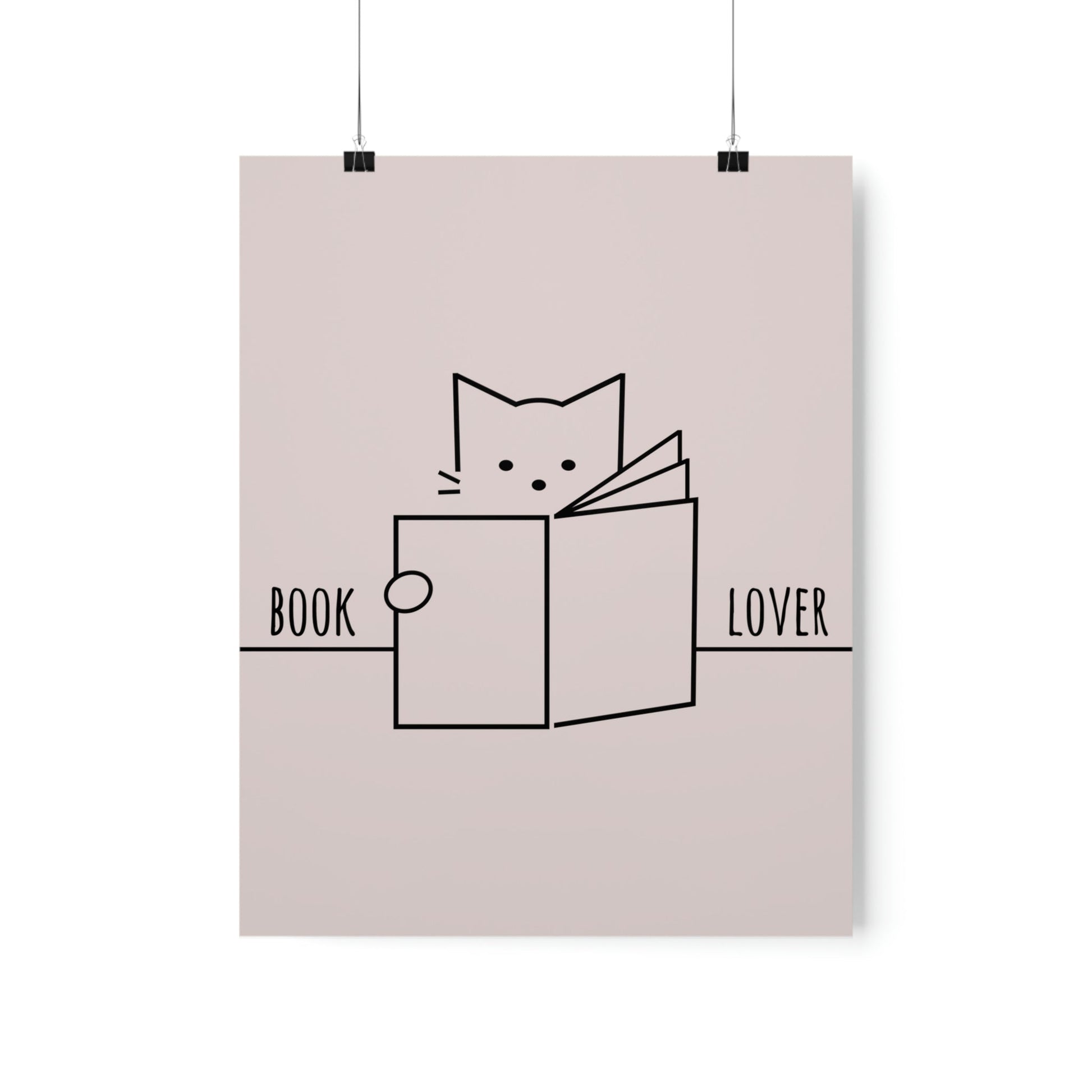 Book Lover Cute Cat Reading Club Beige Art Premium Matte Vertical Posters Ichaku [Perfect Gifts Selection]