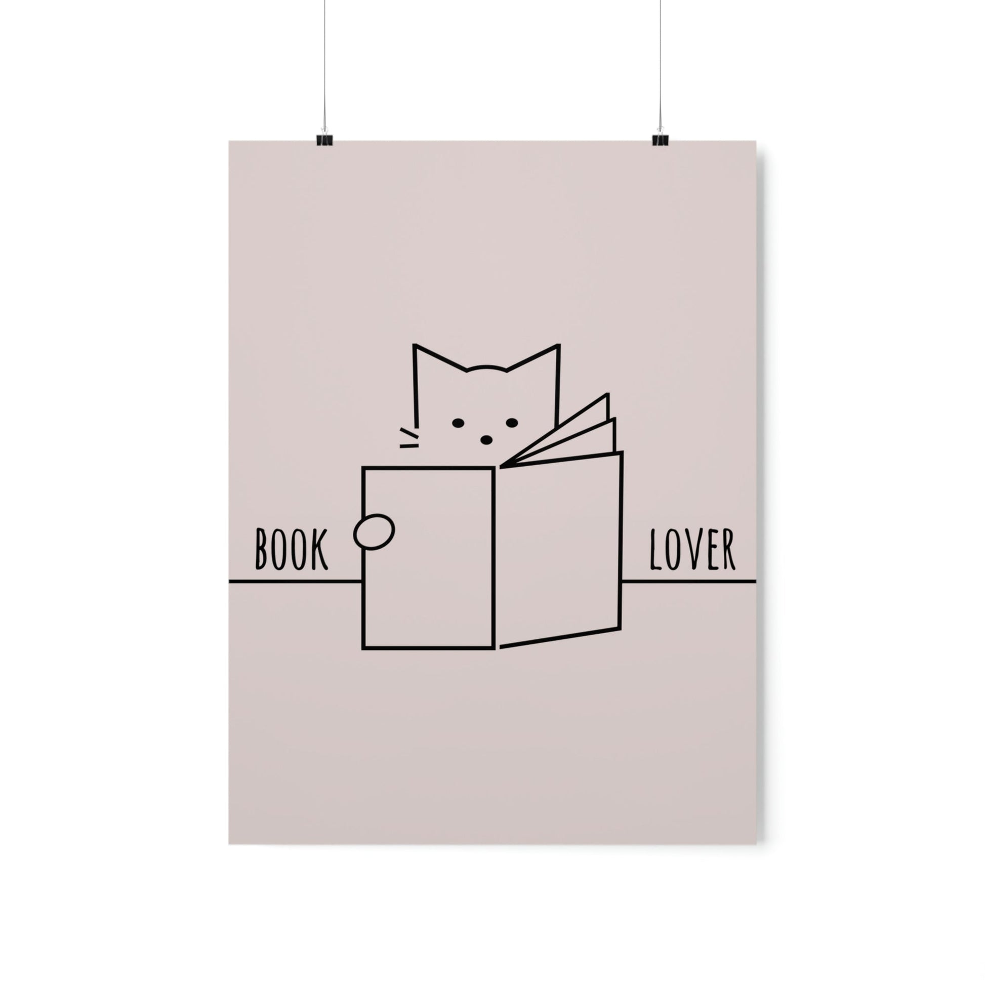 Book Lover Cute Cat Reading Club Beige Art Premium Matte Vertical Posters Ichaku [Perfect Gifts Selection]