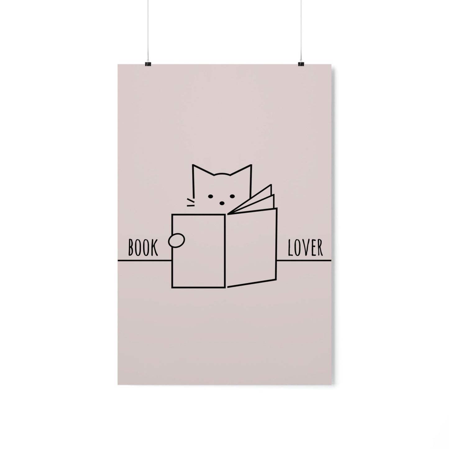 Book Lover Cute Cat Reading Club Beige Art Premium Matte Vertical Posters Ichaku [Perfect Gifts Selection]