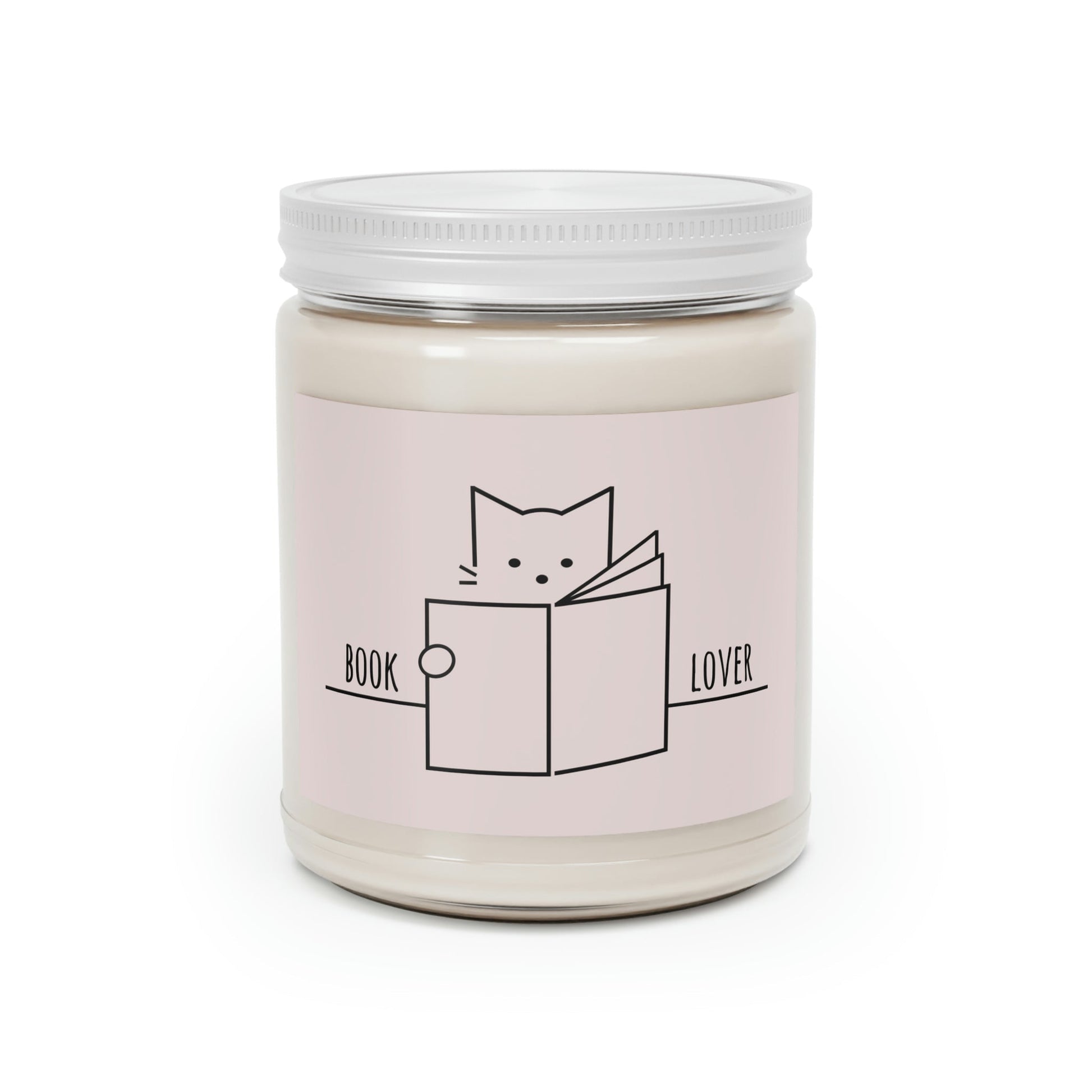 Book Lover Cute Cat Reading Club Beige Art Scented Candle Up to 60hSoy Wax 9oz Ichaku [Perfect Gifts Selection]