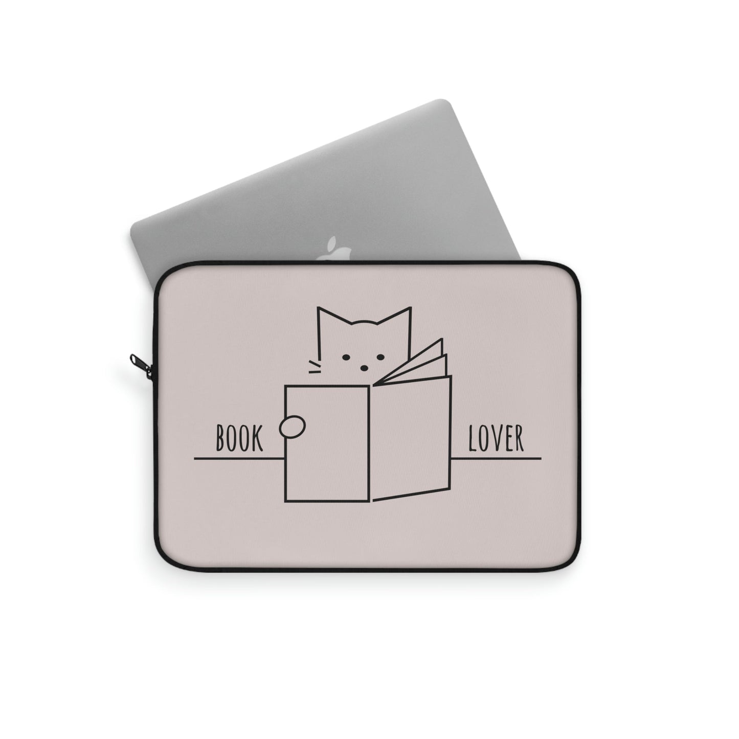 Book Lover Cute Cat Reading Club Beige Laptop Sleeve Ichaku [Perfect Gifts Selection]