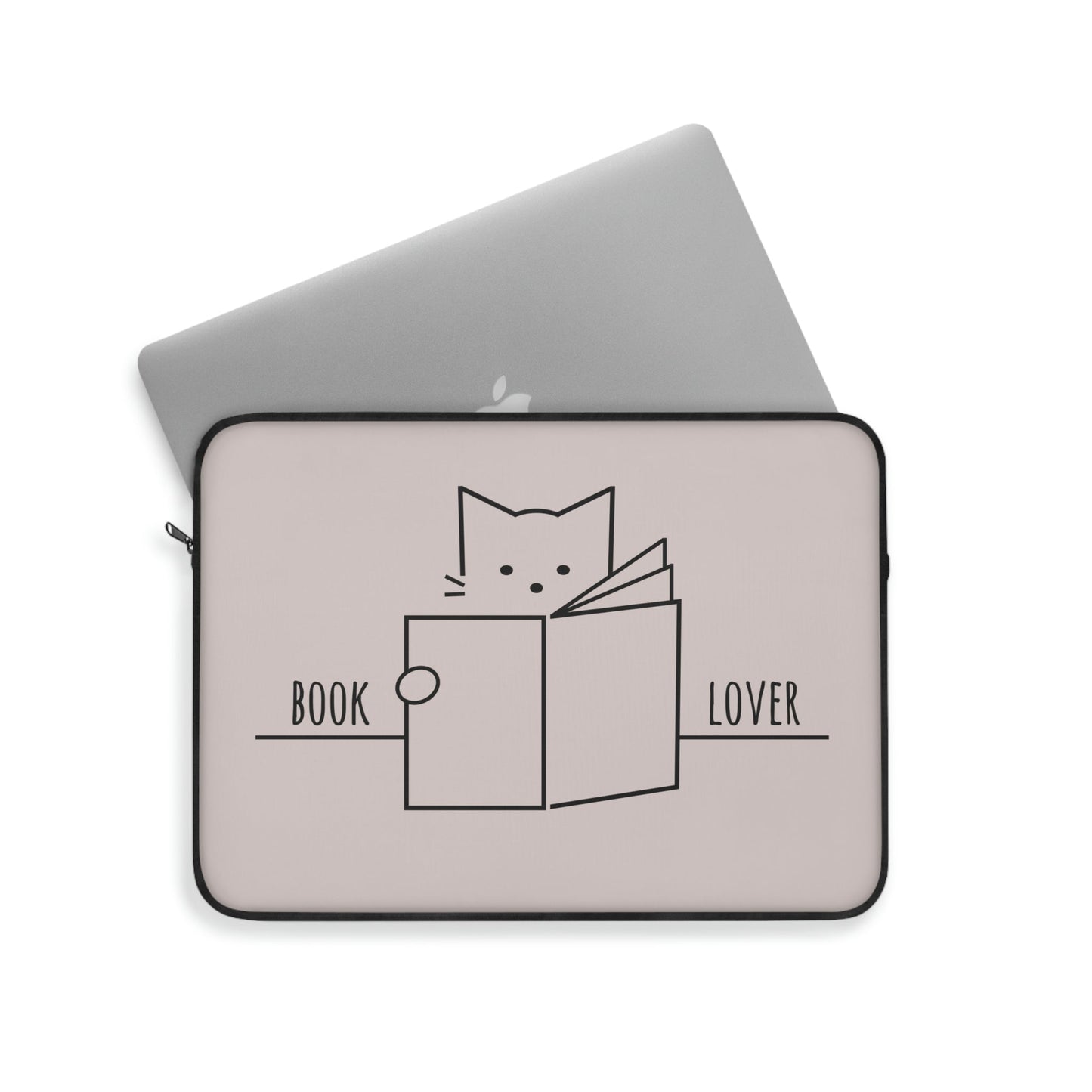 Book Lover Cute Cat Reading Club Beige Laptop Sleeve Ichaku [Perfect Gifts Selection]