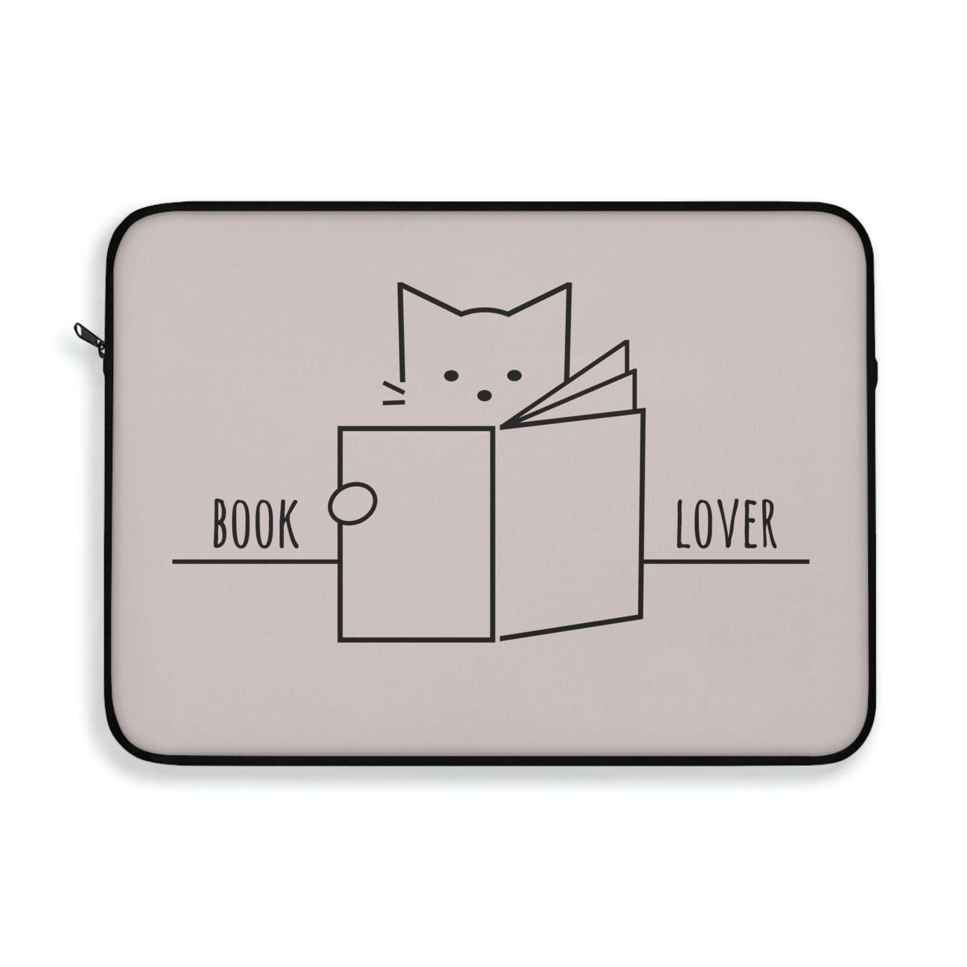 Book Lover Cute Cat Reading Club Beige Laptop Sleeve Ichaku [Perfect Gifts Selection]