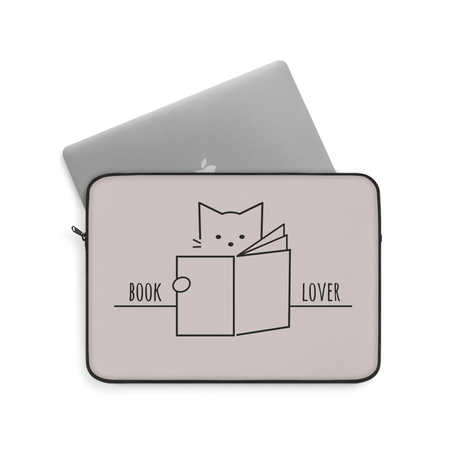 Book Lover Cute Cat Reading Club Beige Laptop Sleeve Ichaku [Perfect Gifts Selection]