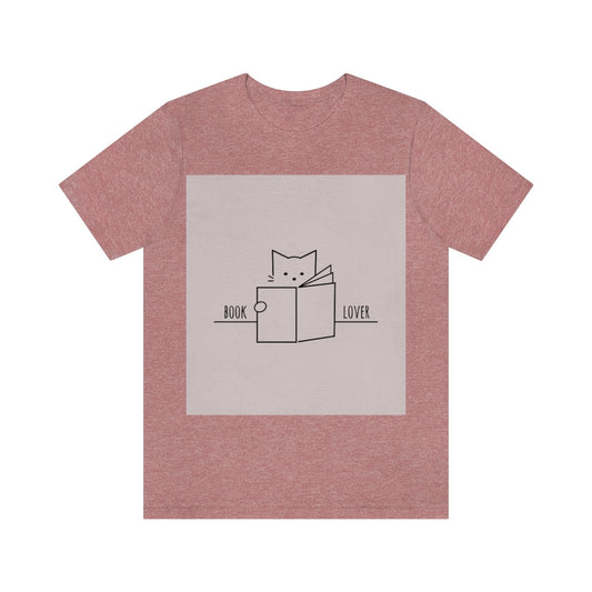 Book Lover Cute Cat Reading Club Beige Unisex Jersey Short Sleeve T-Shirt Ichaku [Perfect Gifts Selection]