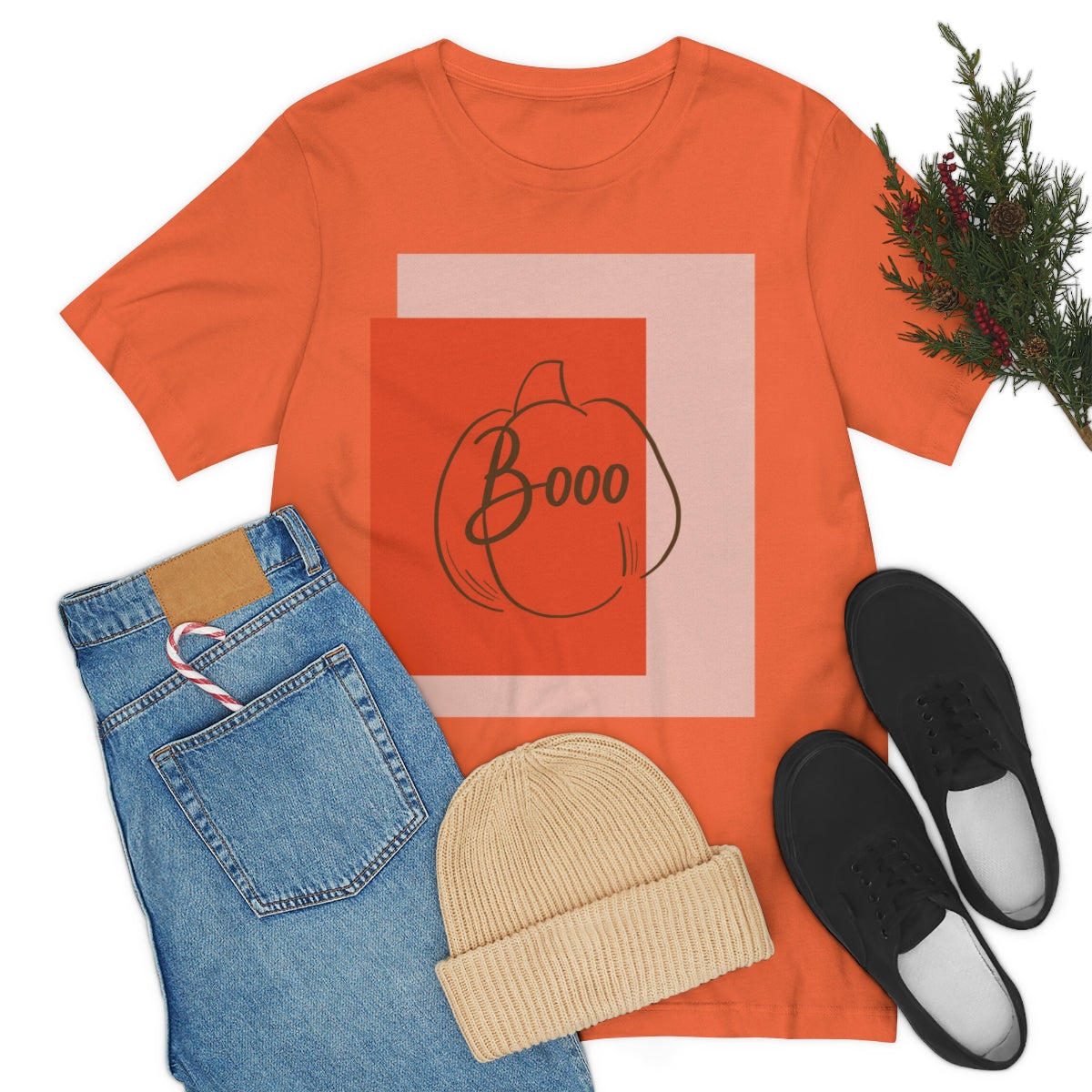 Booo! Halloween Cute Scary Pumpkin Jack O Lantern Unisex Jersey Short Sleeve T-Shirt Ichaku [Perfect Gifts Selection]