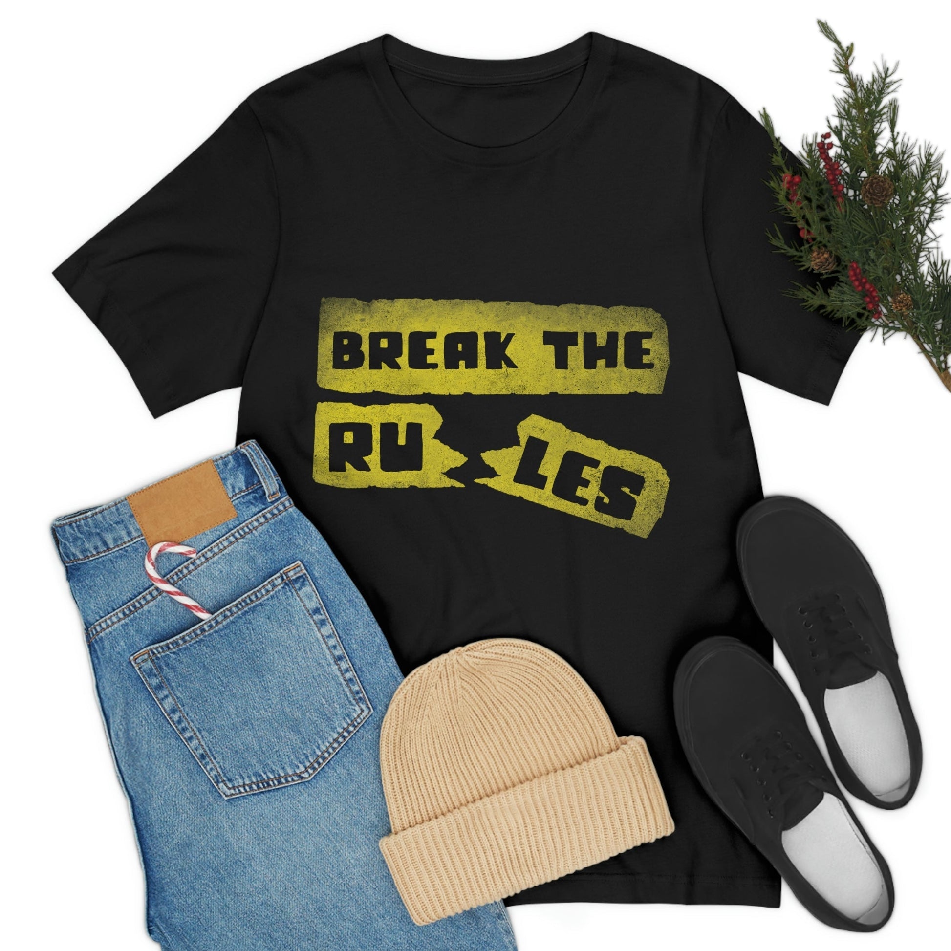 Break the Rules Motivational Quotes Unisex Jersey Short Sleeve T-Shirt Ichaku [Perfect Gifts Selection]