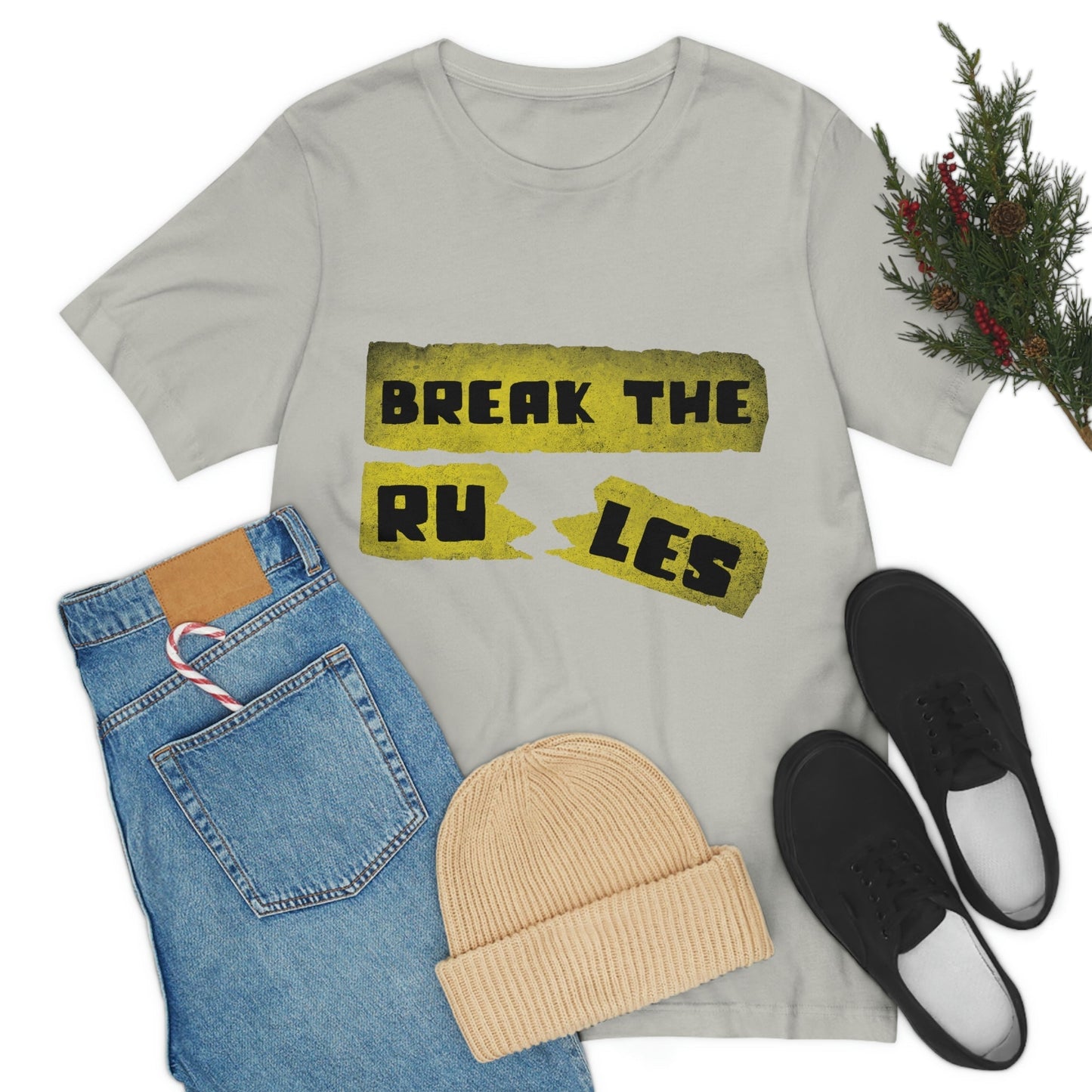 Break the Rules Motivational Quotes Unisex Jersey Short Sleeve T-Shirt Ichaku [Perfect Gifts Selection]