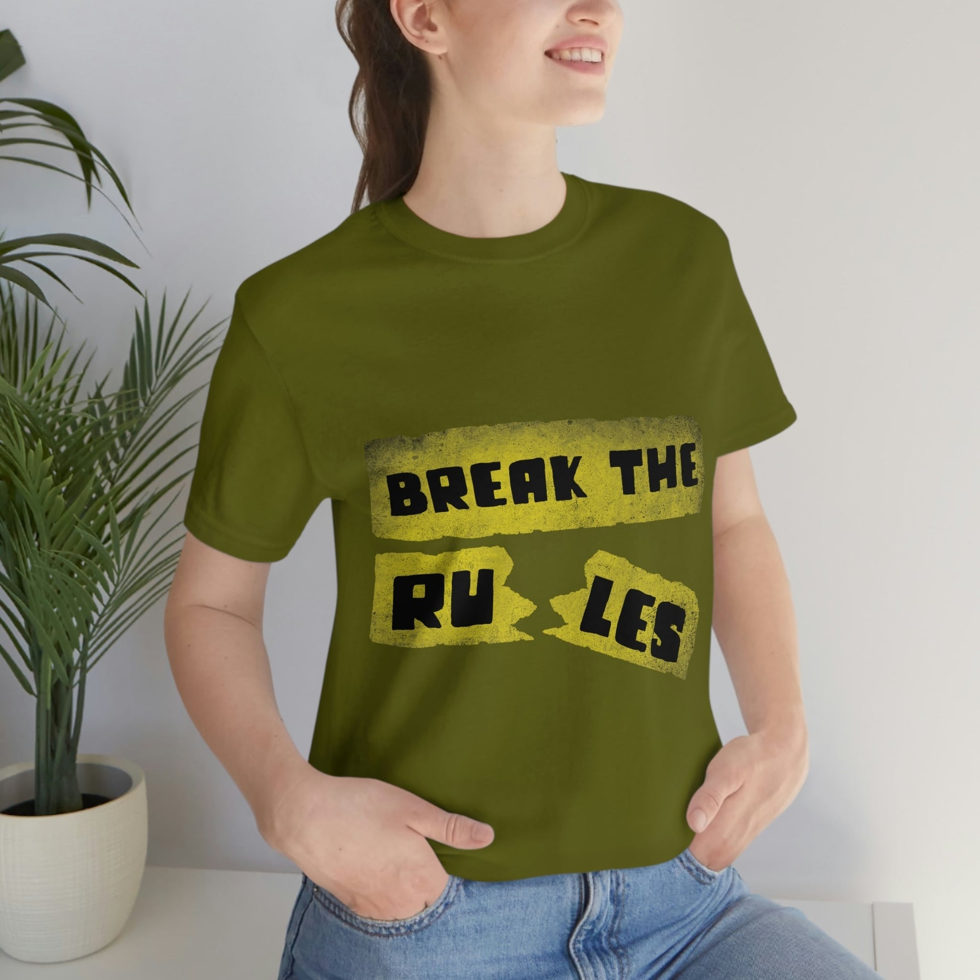 Break the Rules Motivational Quotes Unisex Jersey Short Sleeve T-Shirt Ichaku [Perfect Gifts Selection]