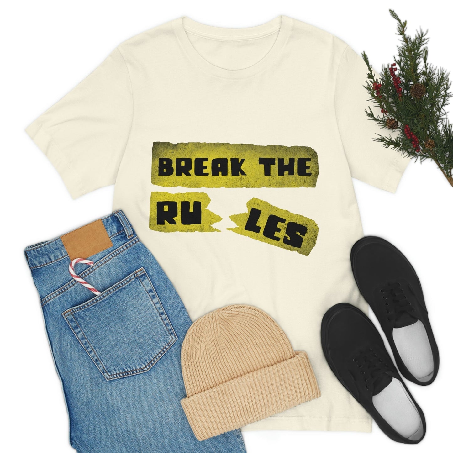 Break the Rules Motivational Quotes Unisex Jersey Short Sleeve T-Shirt Ichaku [Perfect Gifts Selection]