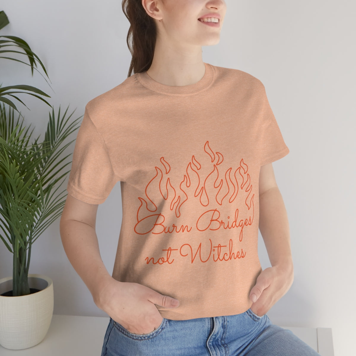 Burn Bridges Not Witches Halloween TV Series Unisex Jersey Short Sleeve T-Shirt Ichaku [Perfect Gifts Selection]