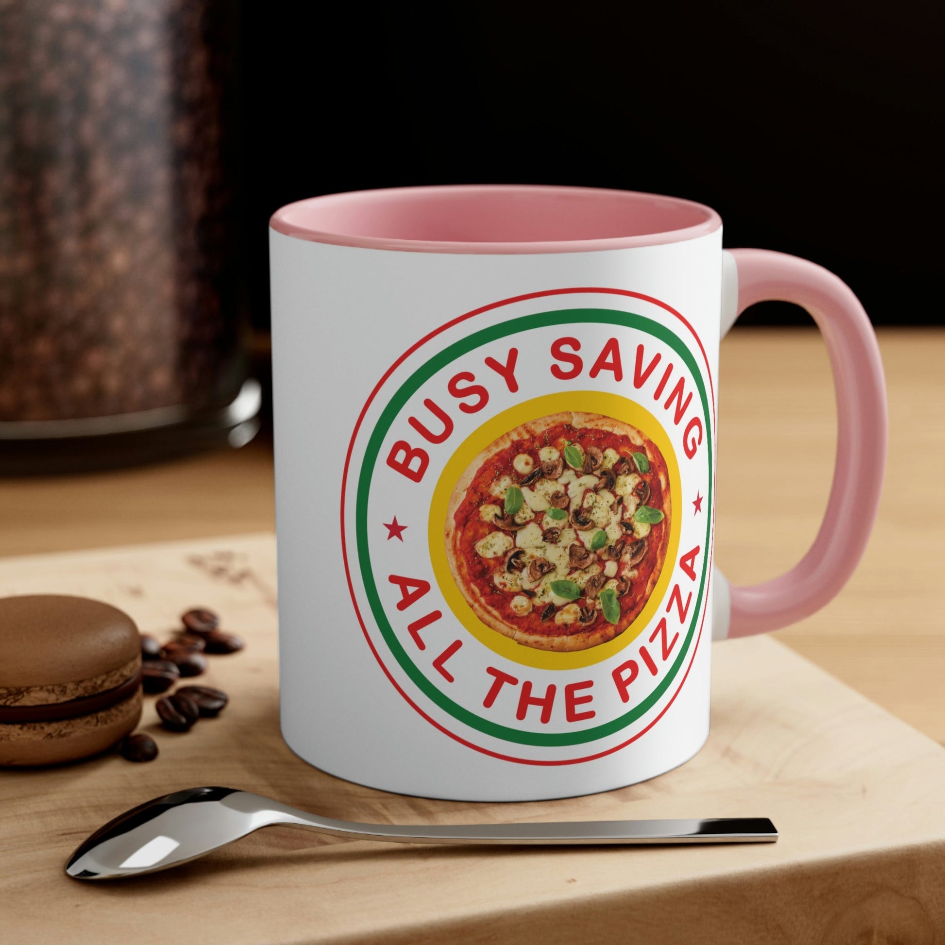 Busy Saving All The Pizza Food Lover Classic Accent Coffee Mug 11oz Ichaku [Perfect Gifts Selection]