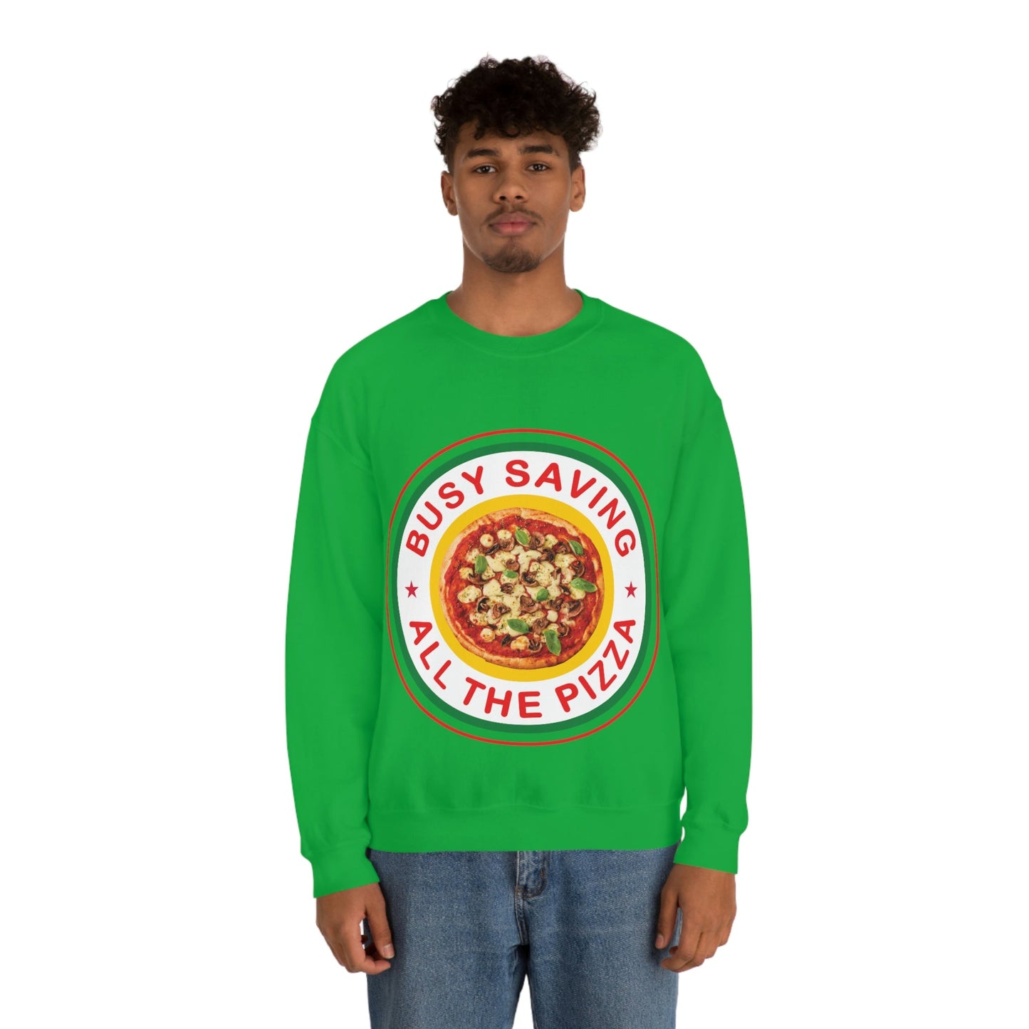 Busy Saving All The Pizza Food Lover Unisex Heavy Blend™ Crewneck Sweatshirt Ichaku [Perfect Gifts Selection]