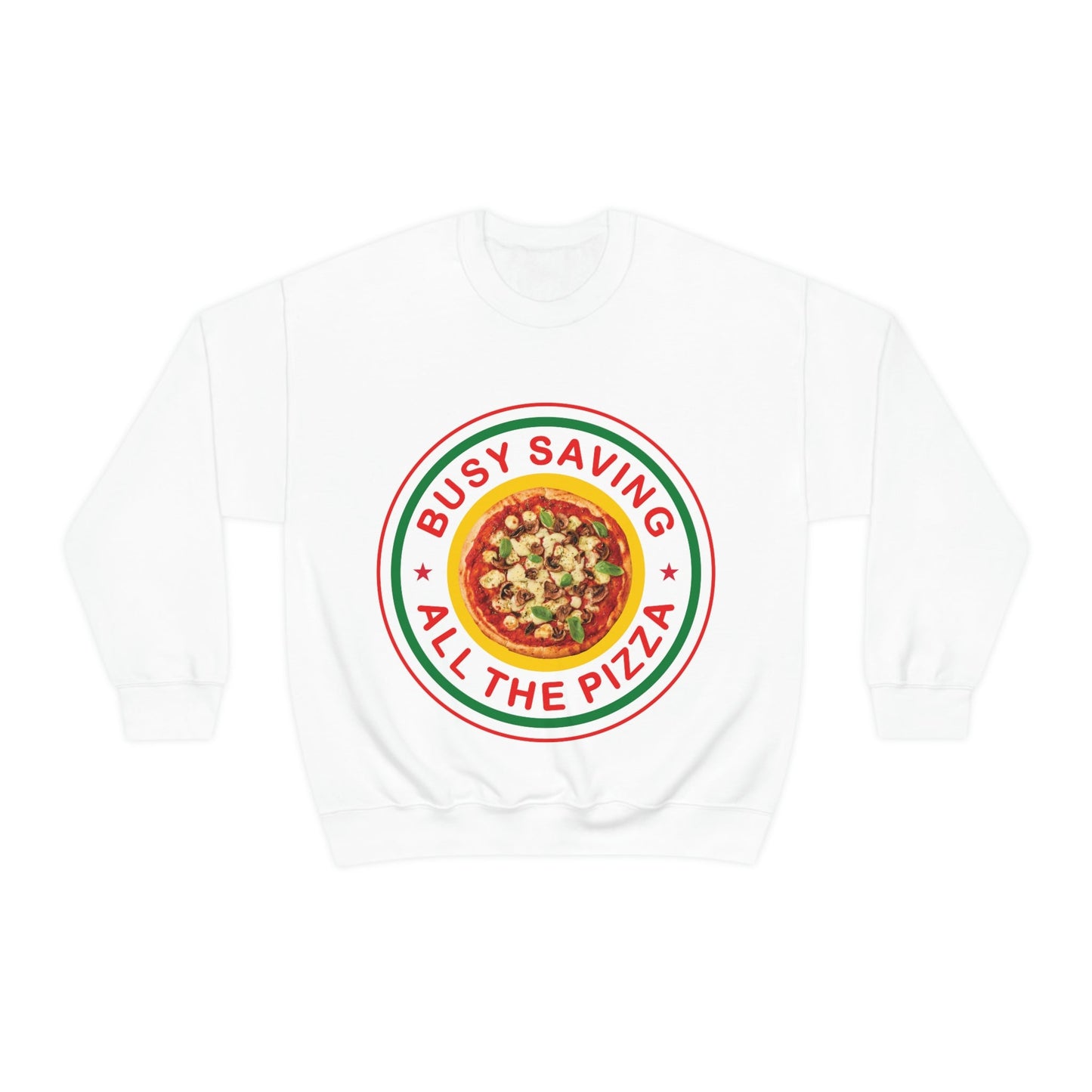 Busy Saving All The Pizza Food Lover Unisex Heavy Blend™ Crewneck Sweatshirt Ichaku [Perfect Gifts Selection]