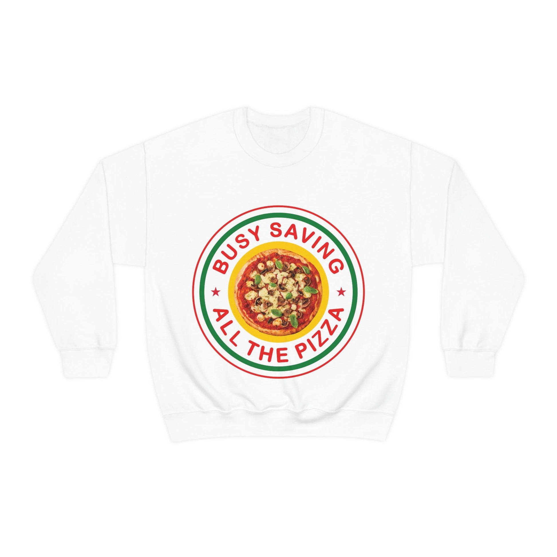 Busy Saving All The Pizza Food Lover Unisex Heavy Blend™ Crewneck Sweatshirt Ichaku [Perfect Gifts Selection]