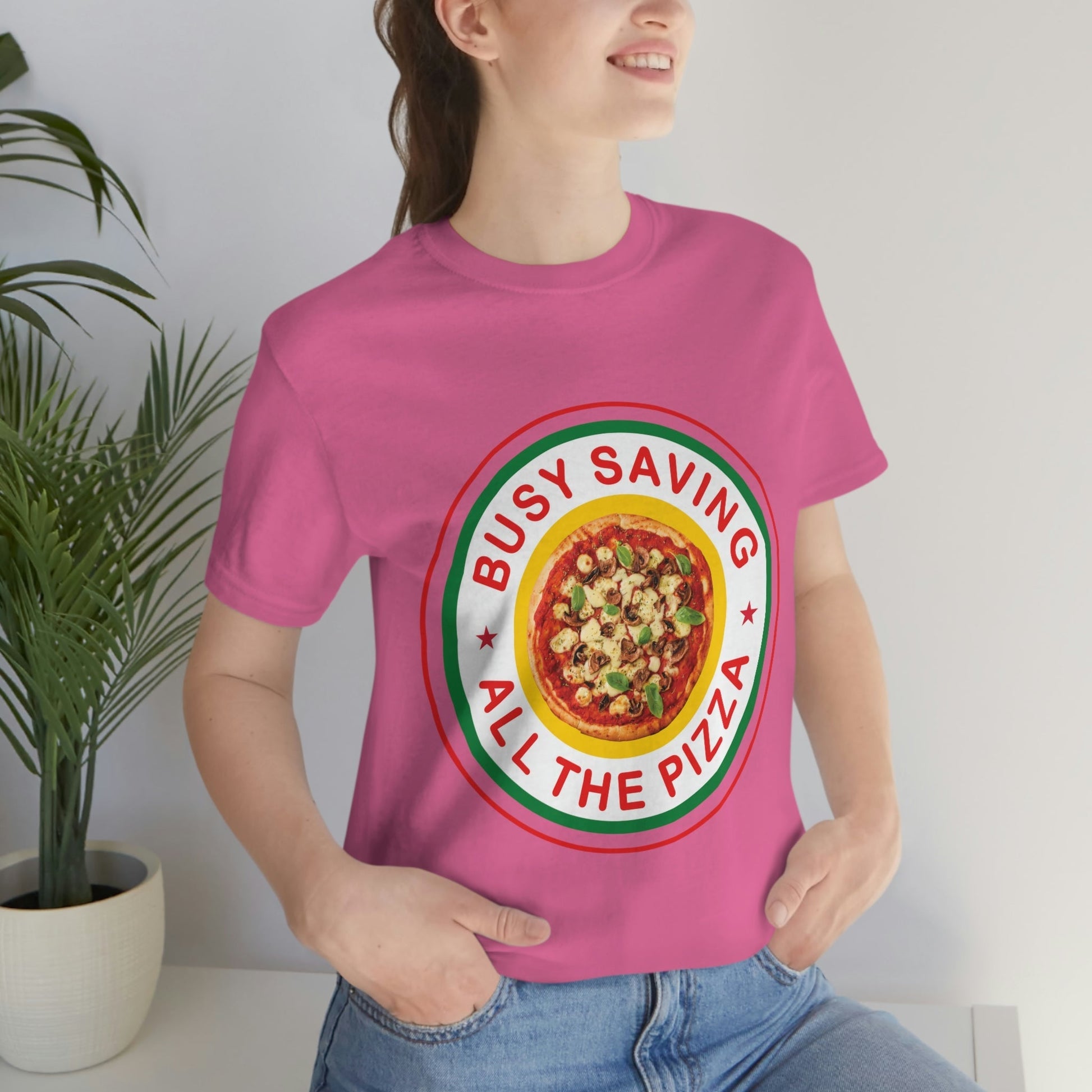 Busy Saving All The Pizza Food Lover Unisex Jersey Short Sleeve T-Shirt Ichaku [Perfect Gifts Selection]