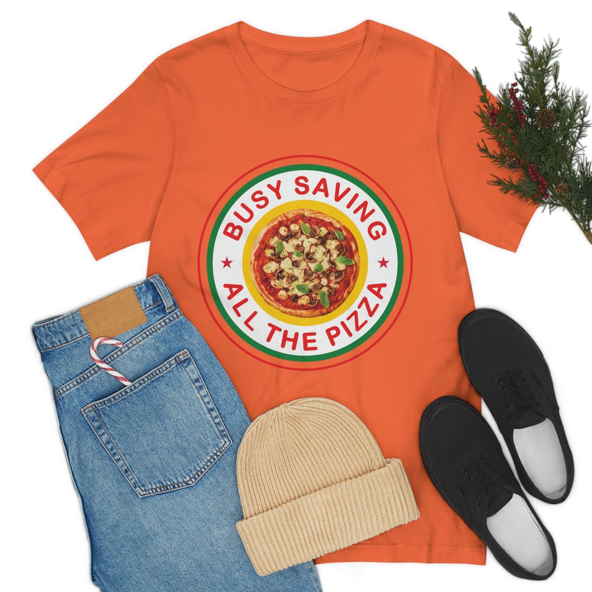 Busy Saving All The Pizza Food Lover Unisex Jersey Short Sleeve T-Shirt Ichaku [Perfect Gifts Selection]