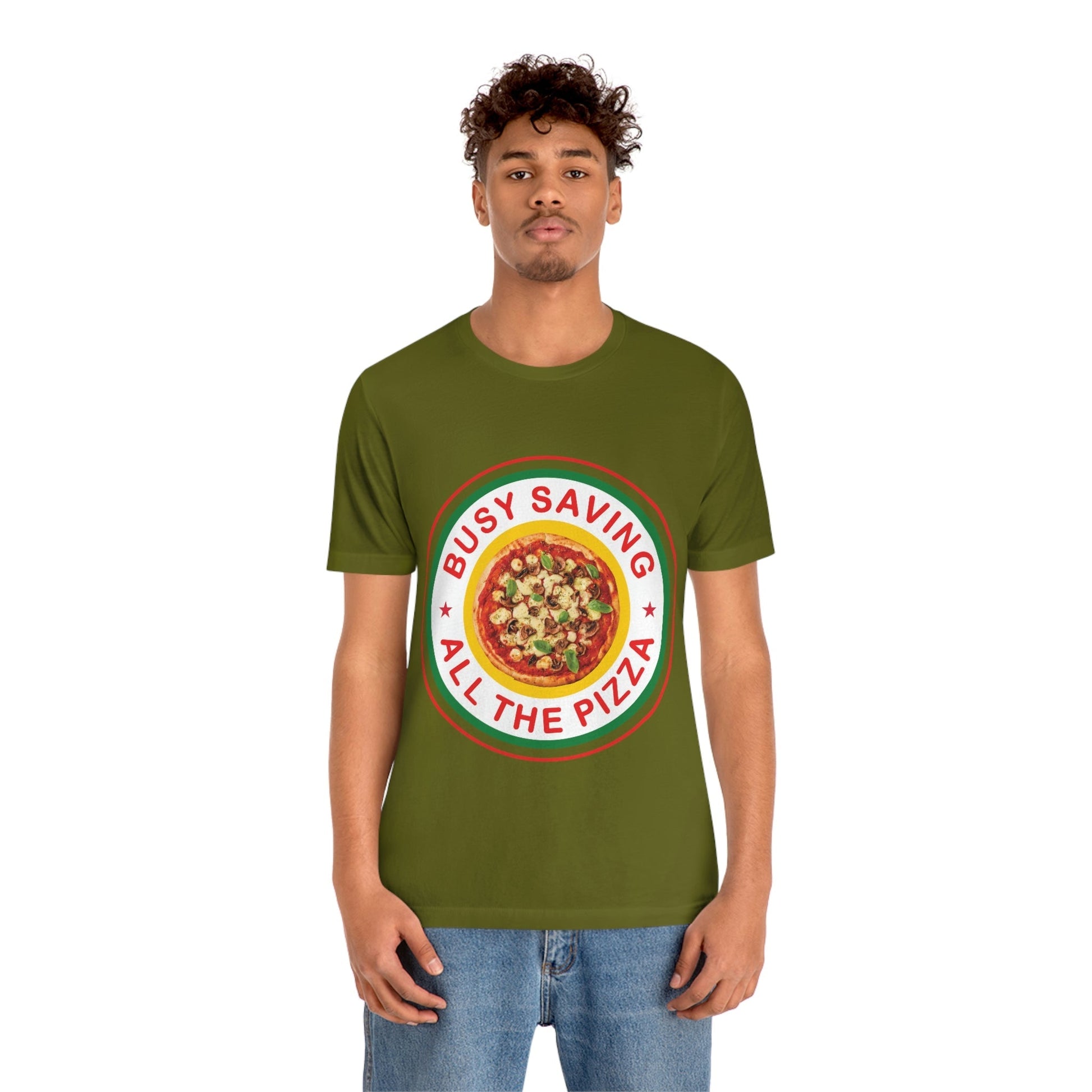 Busy Saving All The Pizza Food Lover Unisex Jersey Short Sleeve T-Shirt Ichaku [Perfect Gifts Selection]