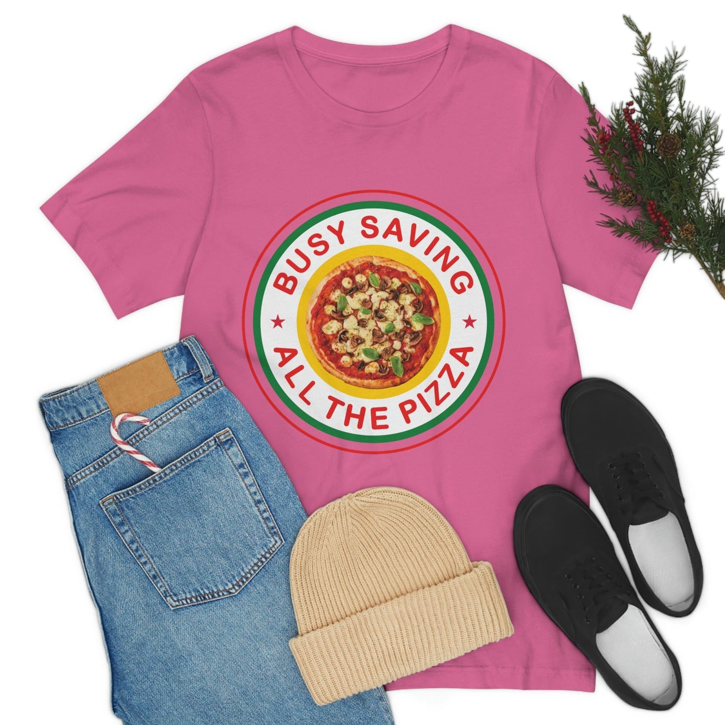 Busy Saving All The Pizza Food Lover Unisex Jersey Short Sleeve T-Shirt Ichaku [Perfect Gifts Selection]