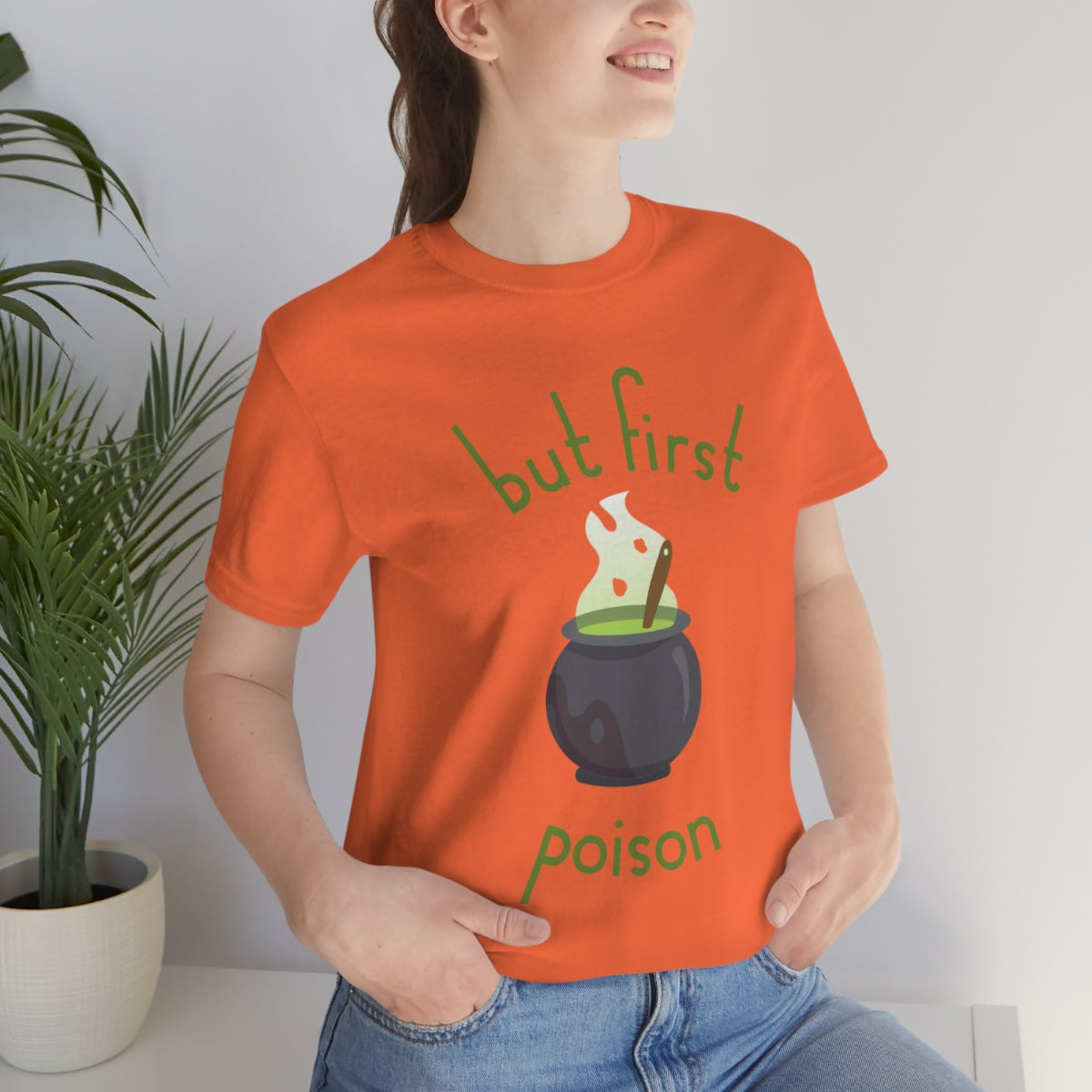 But First Poison - Witch Breafkast Halloween TV Series Unisex Jersey Short Sleeve T-Shirt Ichaku [Perfect Gifts Selection]