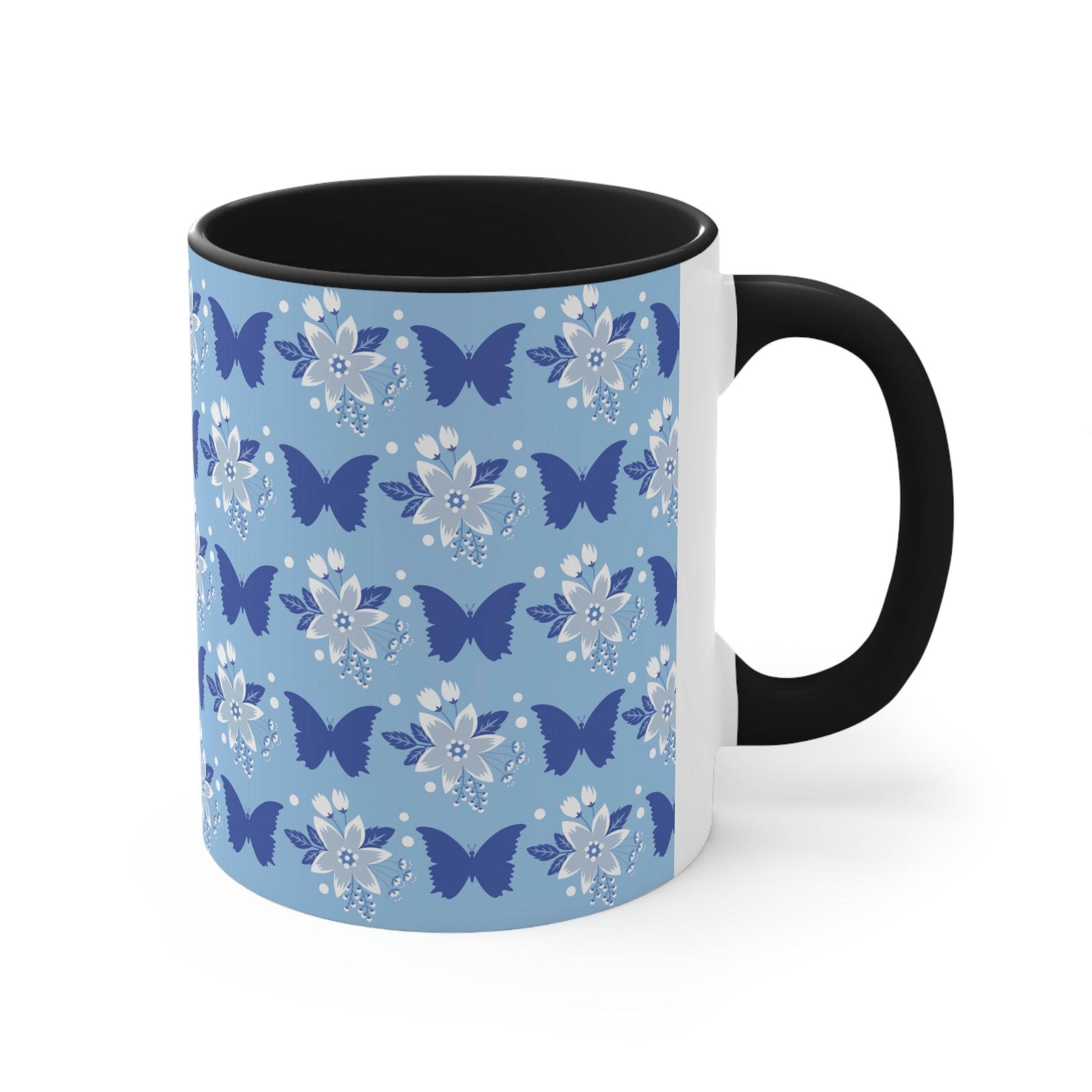 Butterfly Pattern Nature Animal Lovers Accent Coffee Mug 11oz Ichaku [Perfect Gifts Selection]