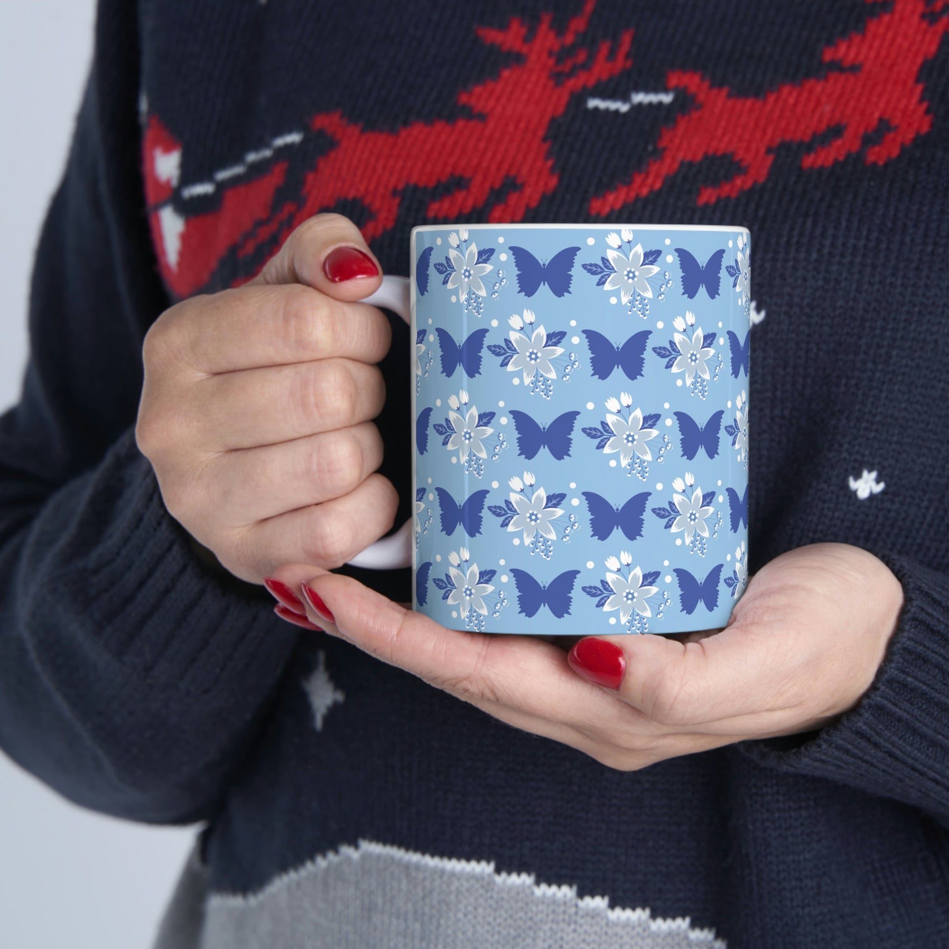 Butterfly Pattern Nature Animal Lovers Ceramic Mug 11oz Ichaku [Perfect Gifts Selection]