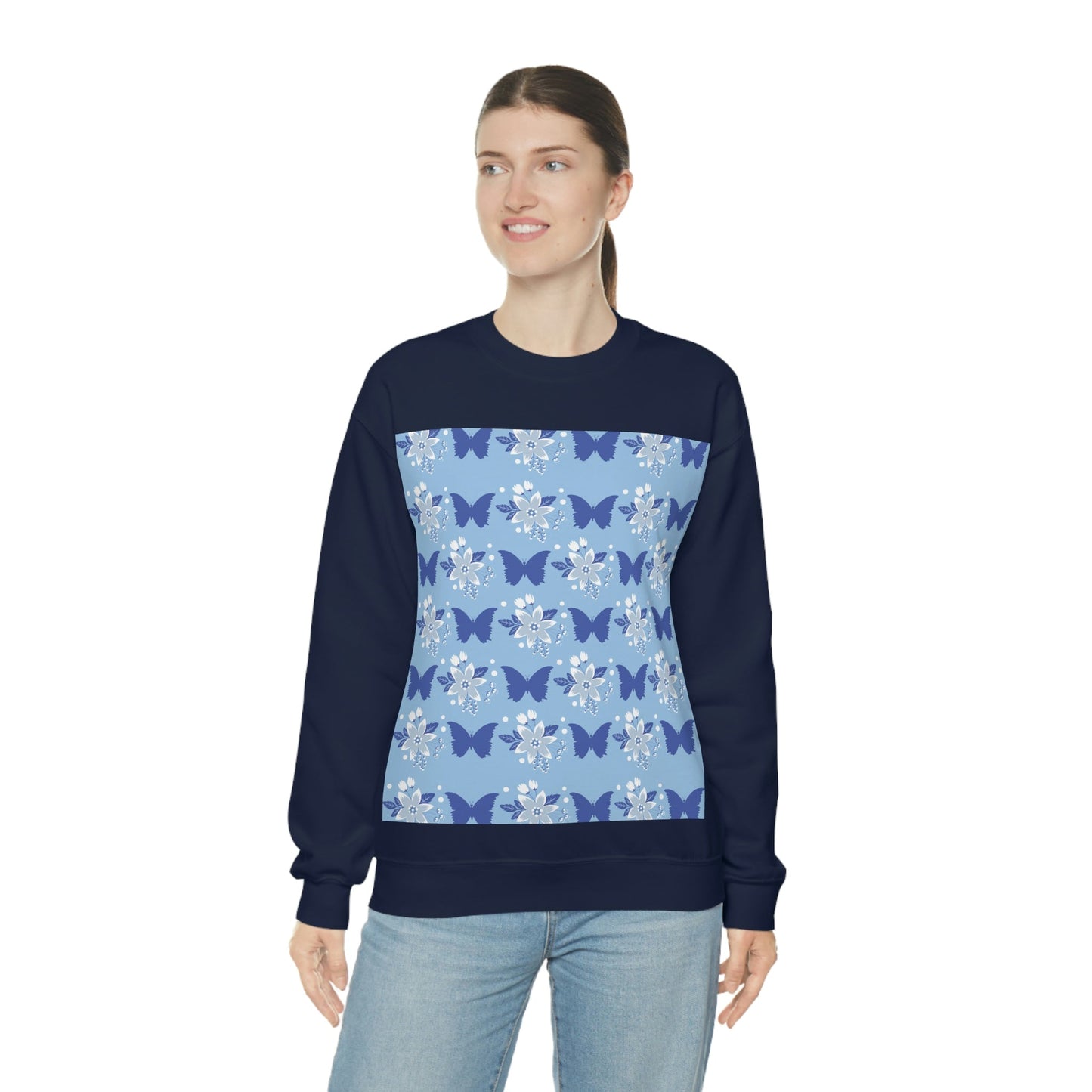 Butterfly Pattern Nature Animal Lovers Unisex Heavy Blend™ Crewneck Sweatshirt Ichaku [Perfect Gifts Selection]